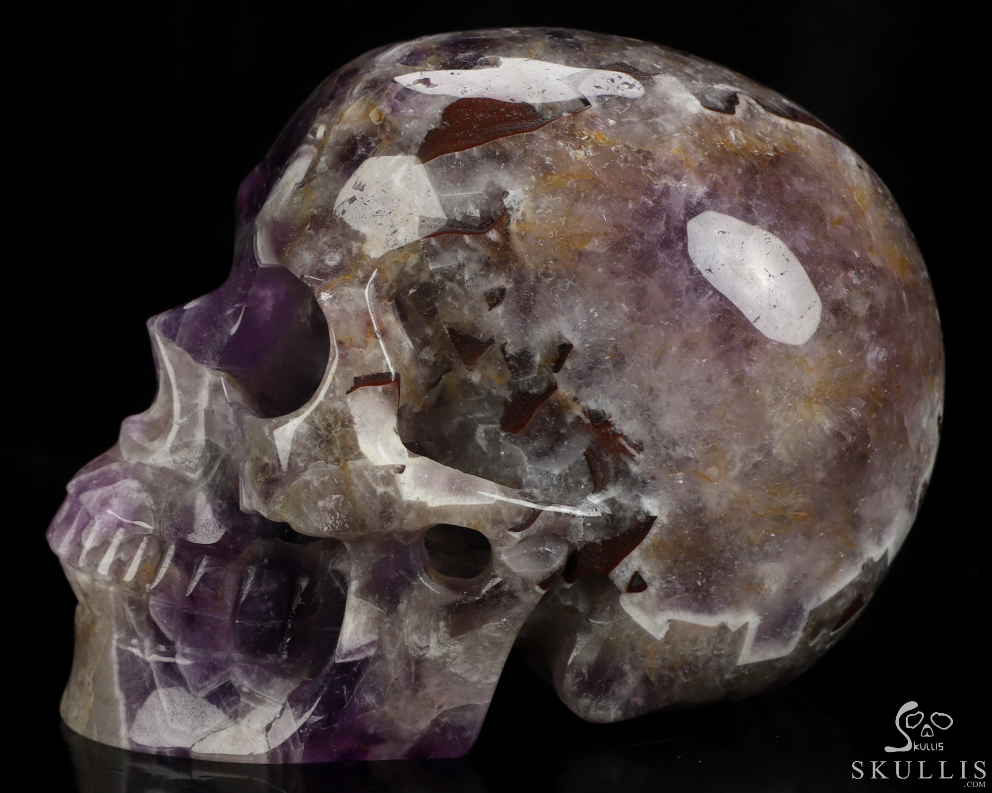 5.0" Dream Chevron Amethyst Hand Carved Crystal Skull, Realistic, Crystal Healing 5.0" Dream Chevron Amethyst Hand Carved Crystal Skull, Realistic, Crystal Healing