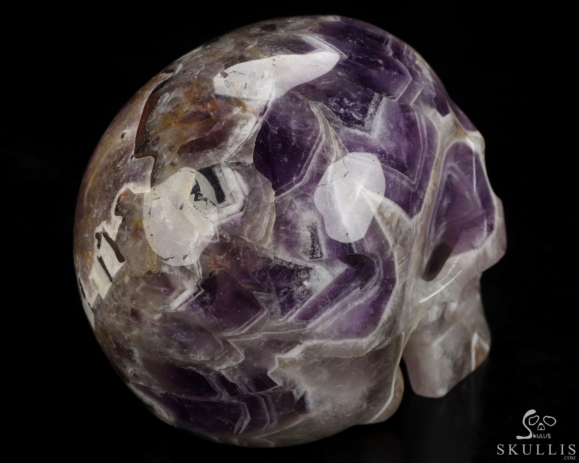 5.0" Dream Chevron Amethyst Hand Carved Crystal Skull, Realistic, Crystal Healing 5.0" Dream Chevron Amethyst Hand Carved Crystal Skull, Realistic, Crystal Healing