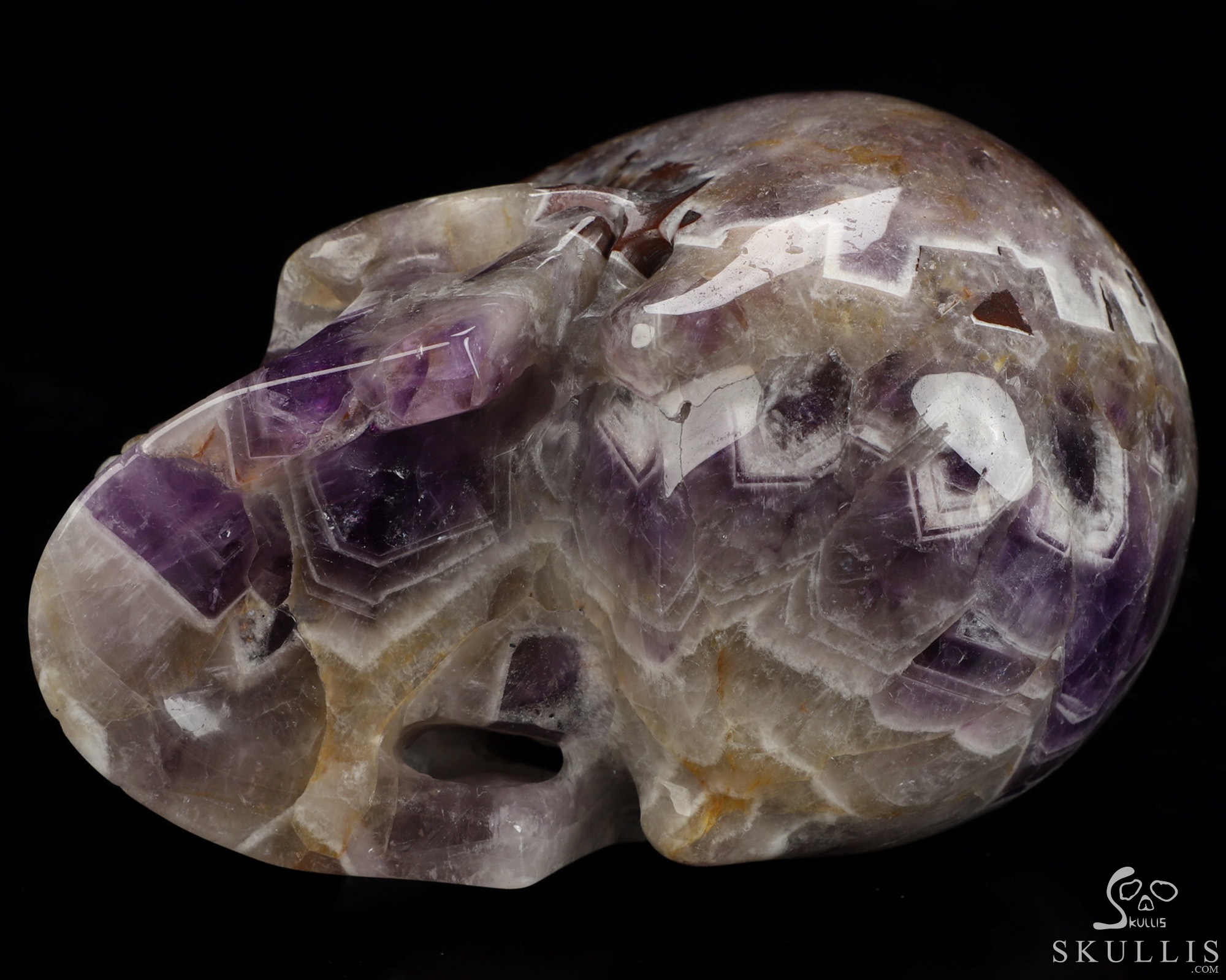 5.0" Dream Chevron Amethyst Hand Carved Crystal Skull, Realistic, Crystal Healing 5.0" Dream Chevron Amethyst Hand Carved Crystal Skull, Realistic, Crystal Healing