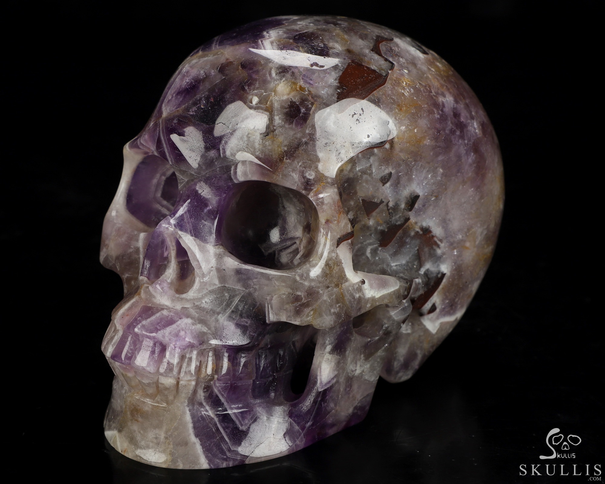 5.0" Dream Chevron Amethyst Hand Carved Crystal Skull, Realistic, Crystal Healing 5.0" Dream Chevron Amethyst Hand Carved Crystal Skull, Realistic, Crystal Healing