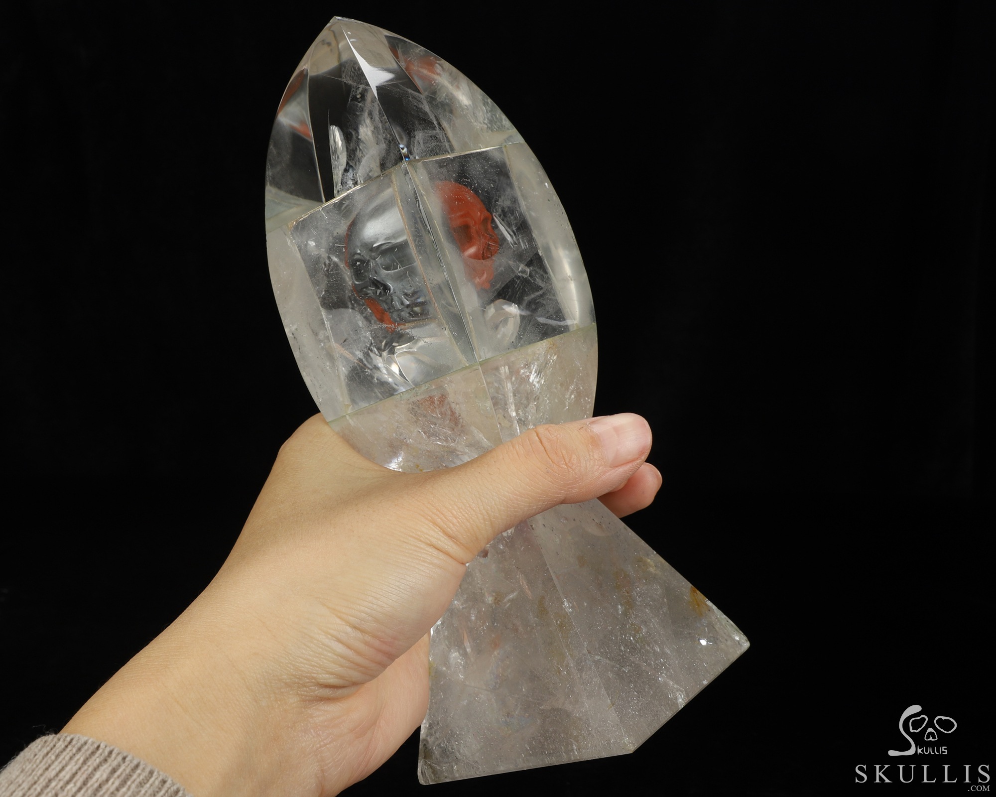 7.8" Quartz Rock Crystal Hand Carved Crystal Skull Fine Art Sculpture, Crystal Healing 7.8" Quartz Rock Crystal Hand Carved Crystal Skull Fine Art Sculpture, Crystal Healing