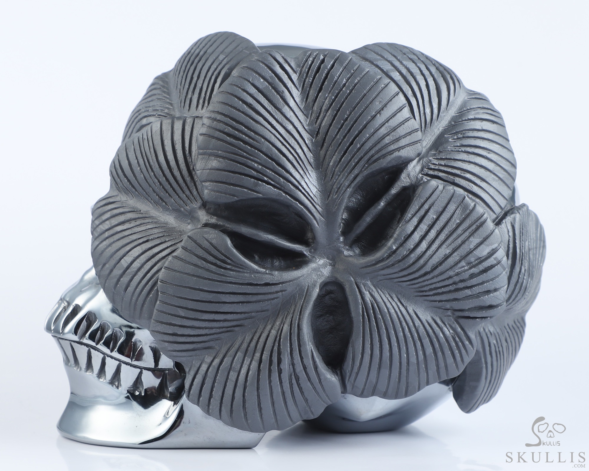 5.9" Frosted Tera-hertz Hand Carved Crystal Skull and Flower Fine Art Sculpture, Crystal Healing 5.9" Frosted Tera-hertz Hand Carved Crystal Skull and Flower Fine Art Sculpture, Crystal Healing