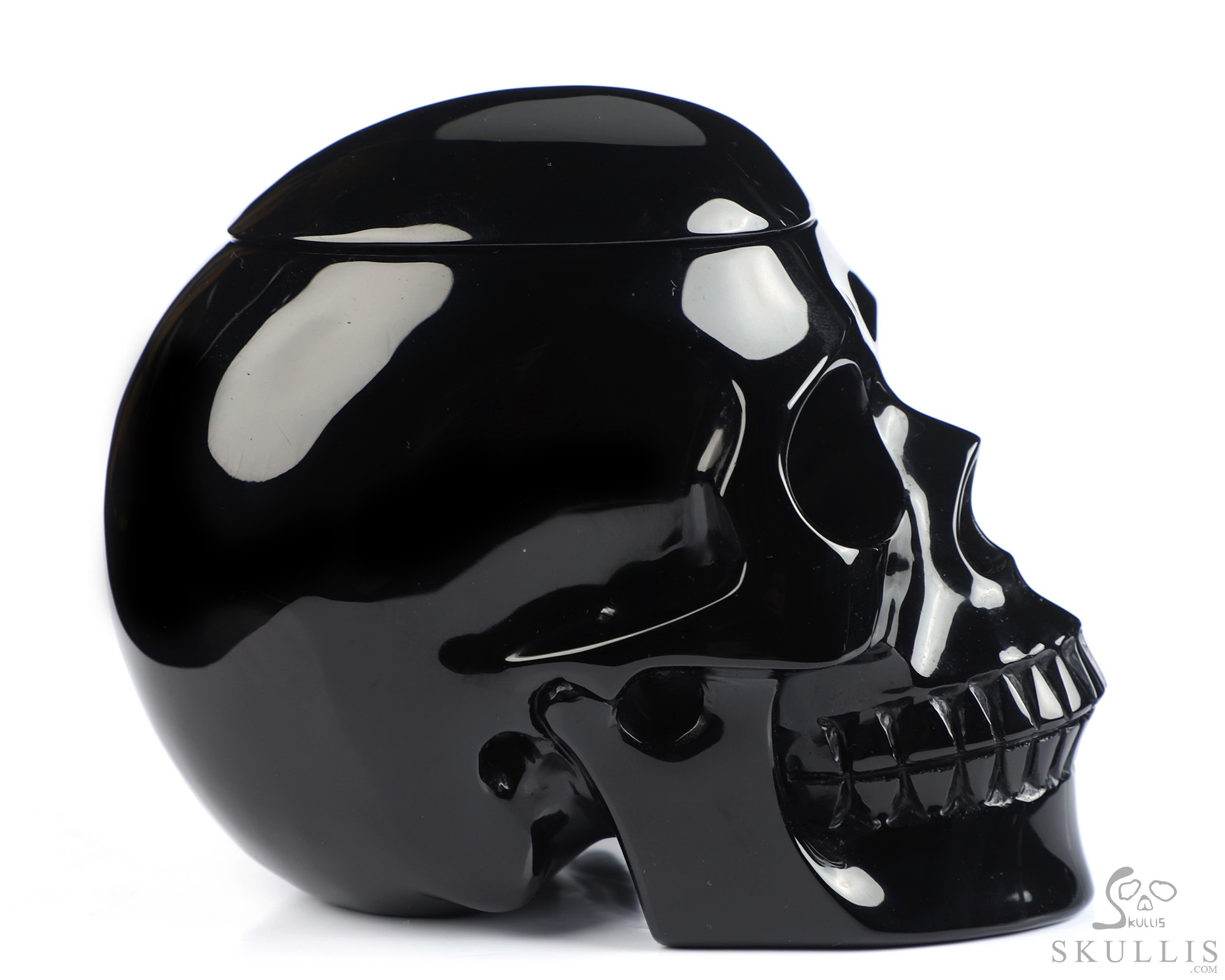 4.9" Black Obsidian Hand Carved Urn Crystal Skull, Crystal Healing, 3OZ 4.9" Black Obsidian Hand Carved Urn Crystal Skull, Crystal Healing, 3OZ