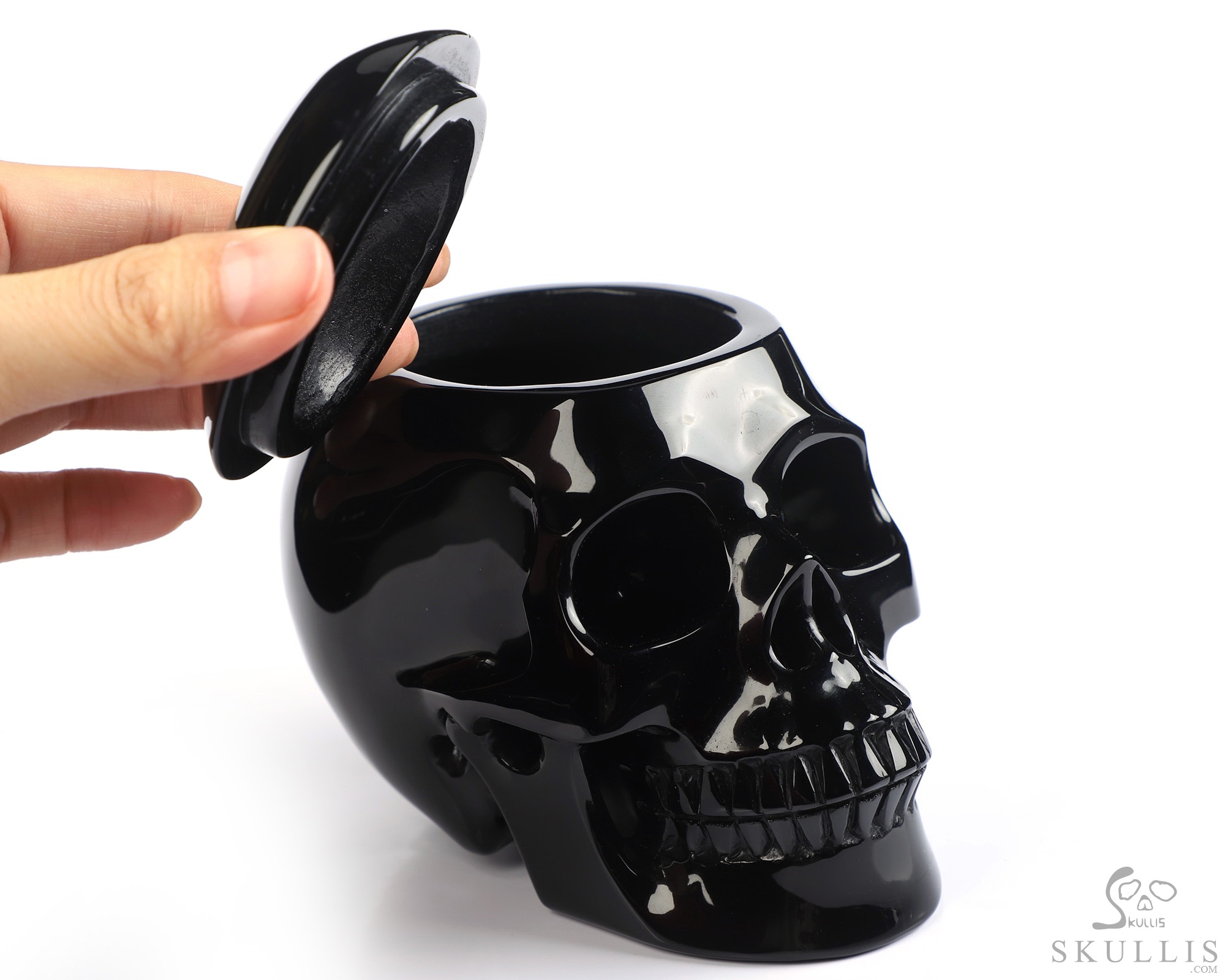 4.9" Black Obsidian Hand Carved Urn Crystal Skull, Crystal Healing, 3OZ 4.9" Black Obsidian Hand Carved Urn Crystal Skull, Crystal Healing, 3OZ