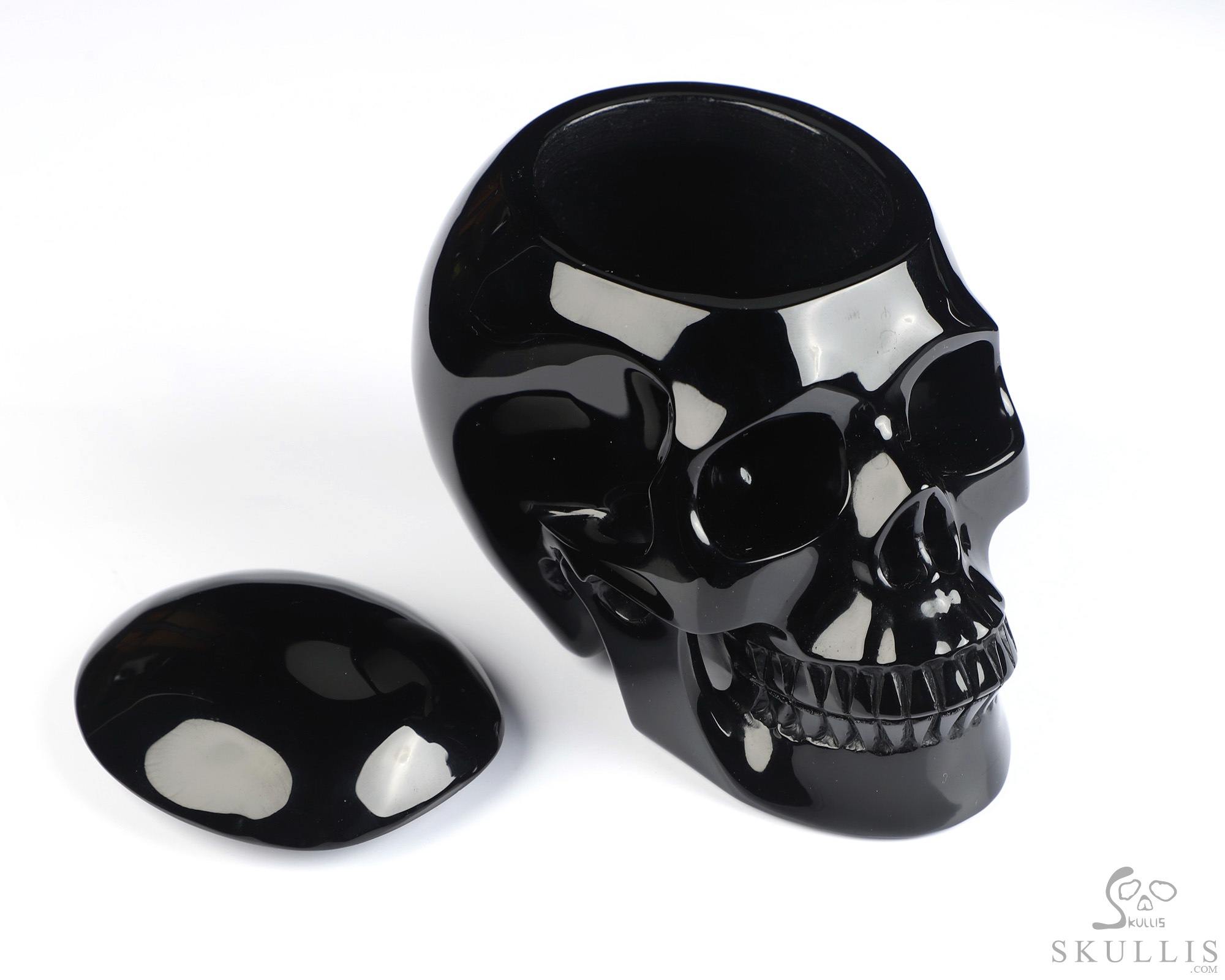 4.9" Black Obsidian Hand Carved Urn Crystal Skull, Crystal Healing, 3OZ 4.9" Black Obsidian Hand Carved Urn Crystal Skull, Crystal Healing, 3OZ