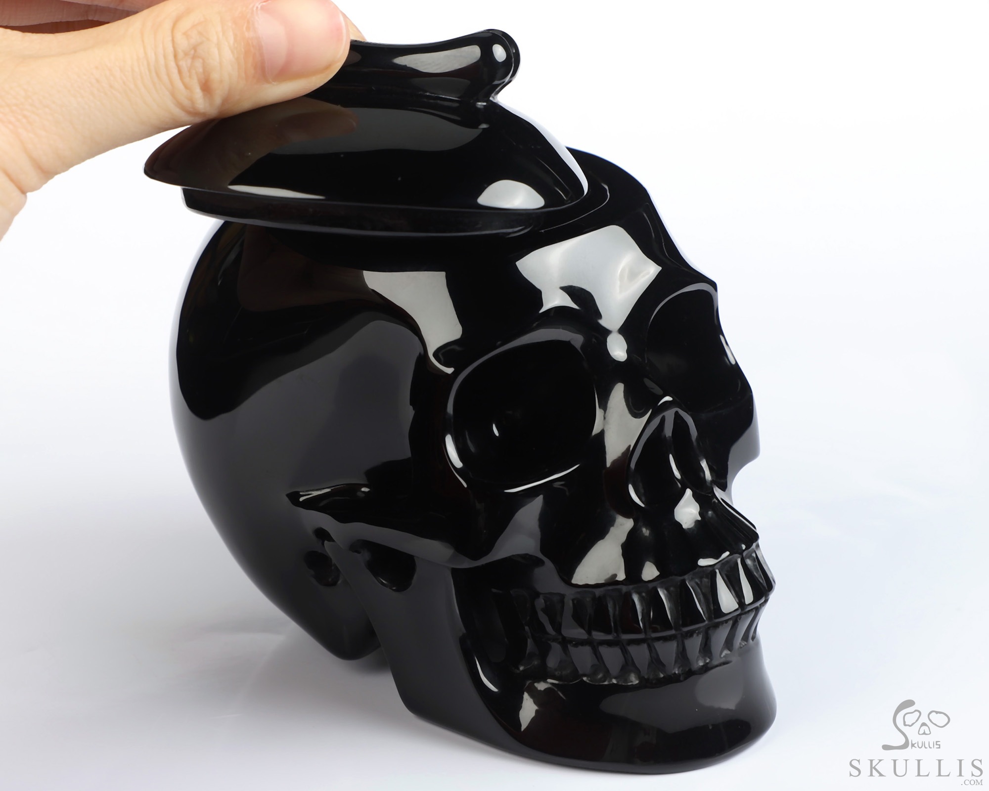 4.9" Black Obsidian Hand Carved Urn Crystal Skull, Crystal Healing, 3OZ 4.9" Black Obsidian Hand Carved Urn Crystal Skull, Crystal Healing, 3OZ
