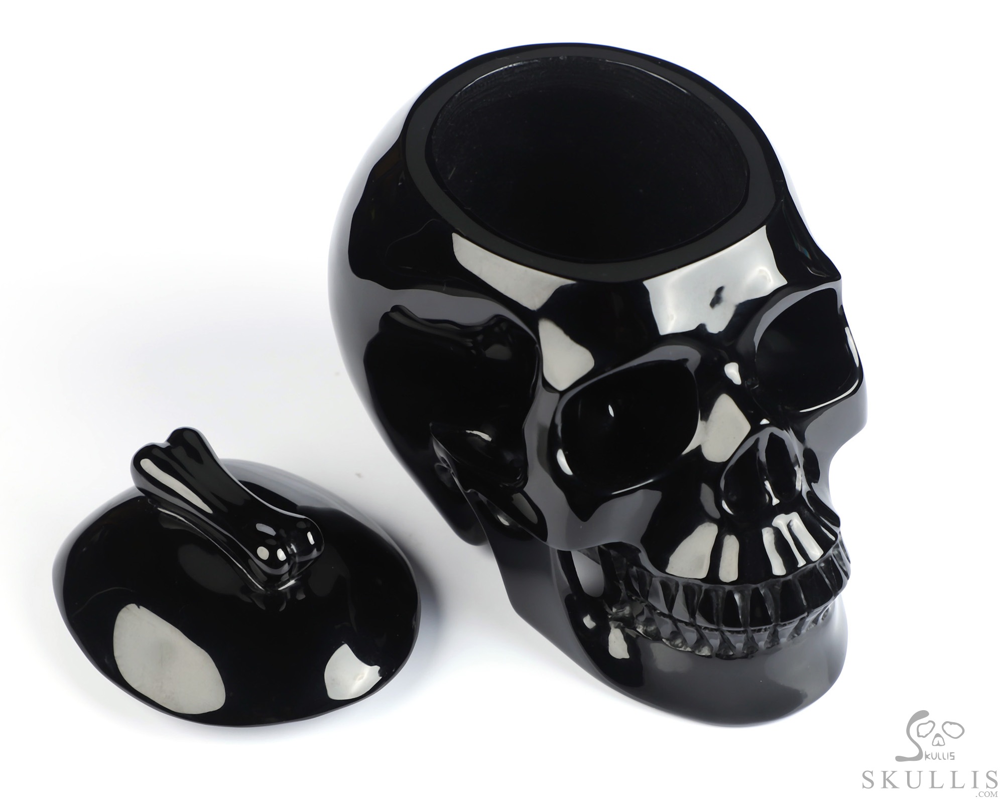 4.9" Black Obsidian Hand Carved Urn Crystal Skull, Crystal Healing, 3OZ 4.9" Black Obsidian Hand Carved Urn Crystal Skull, Crystal Healing, 3OZ
