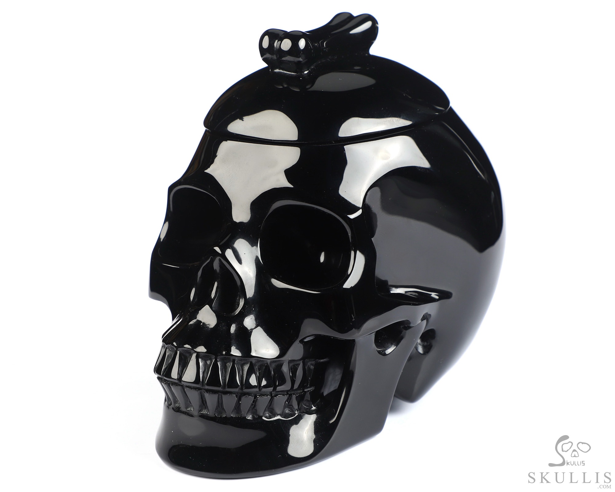 4.9" Black Obsidian Hand Carved Urn Crystal Skull, Crystal Healing, 3OZ 4.9" Black Obsidian Hand Carved Urn Crystal Skull, Crystal Healing, 3OZ