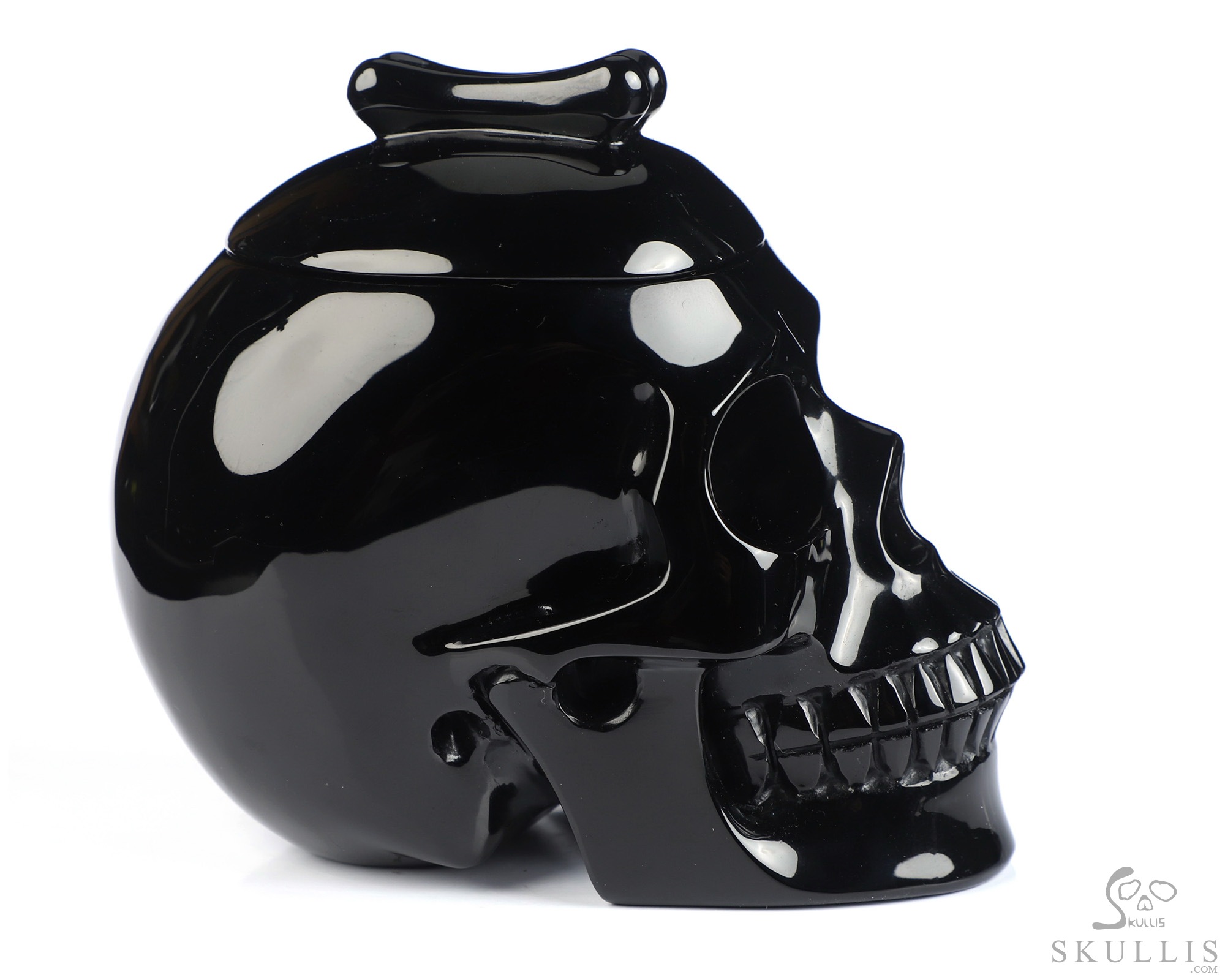 4.9" Black Obsidian Hand Carved Urn Crystal Skull, Crystal Healing, 3OZ 4.9" Black Obsidian Hand Carved Urn Crystal Skull, Crystal Healing, 3OZ