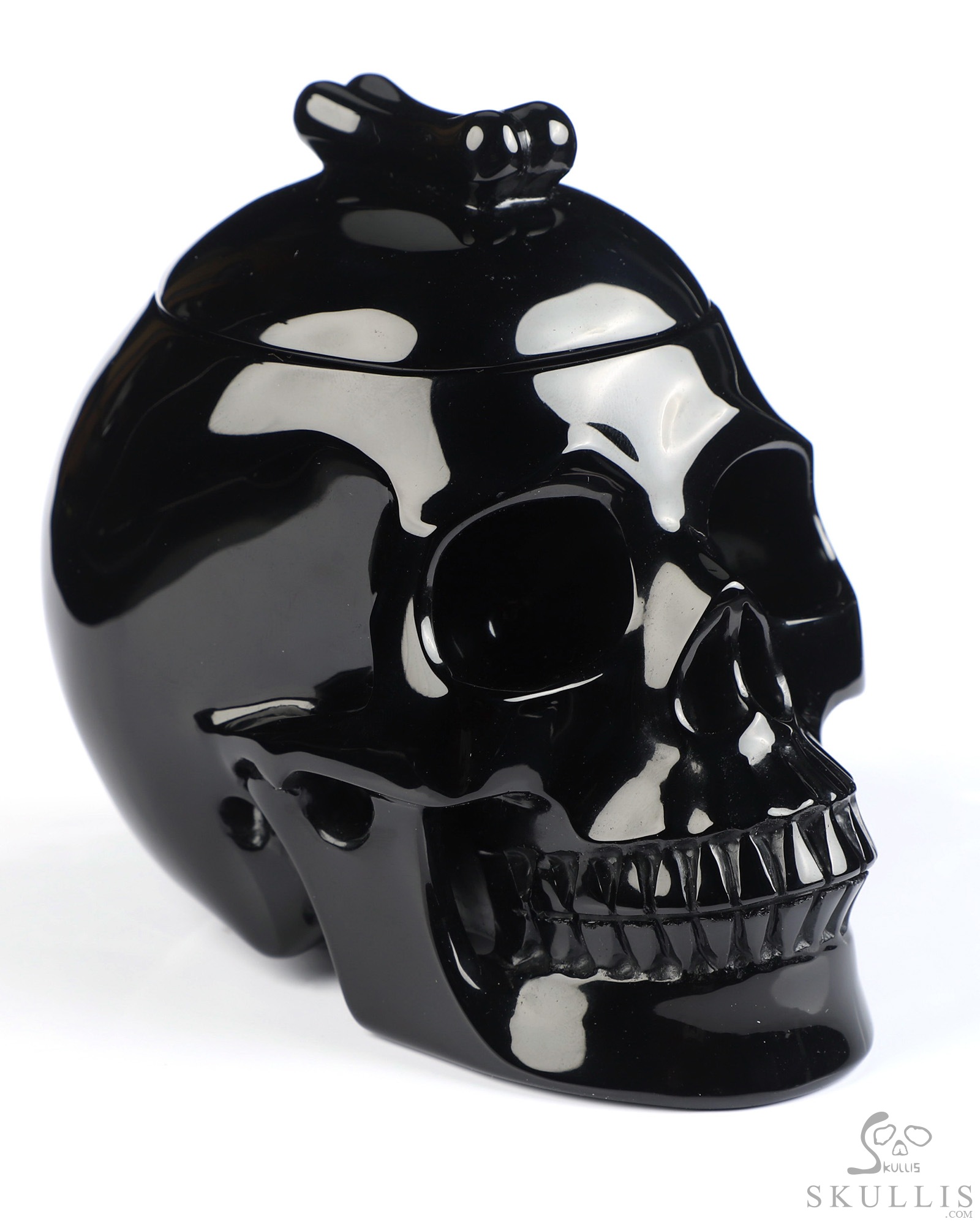 4.9" Black Obsidian Hand Carved Urn Crystal Skull, Crystal Healing, 3OZ 4.9" Black Obsidian Hand Carved Urn Crystal Skull, Crystal Healing, 3OZ