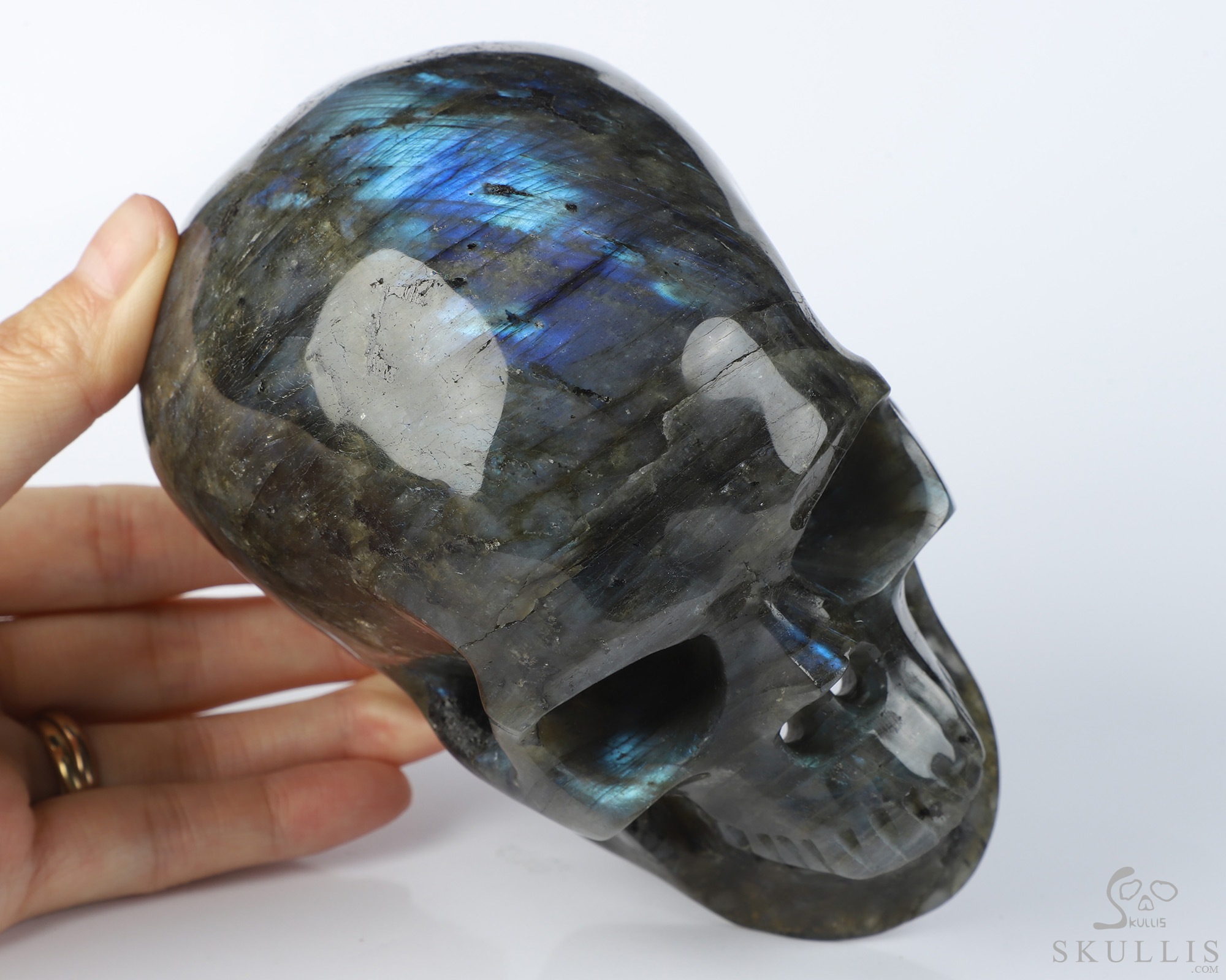5.0" Labradorite Hand Carved Crystal Skull, Super Realistic, Crystal Healing 5.0" Labradorite Hand Carved Crystal Skull, Super Realistic, Crystal Healing