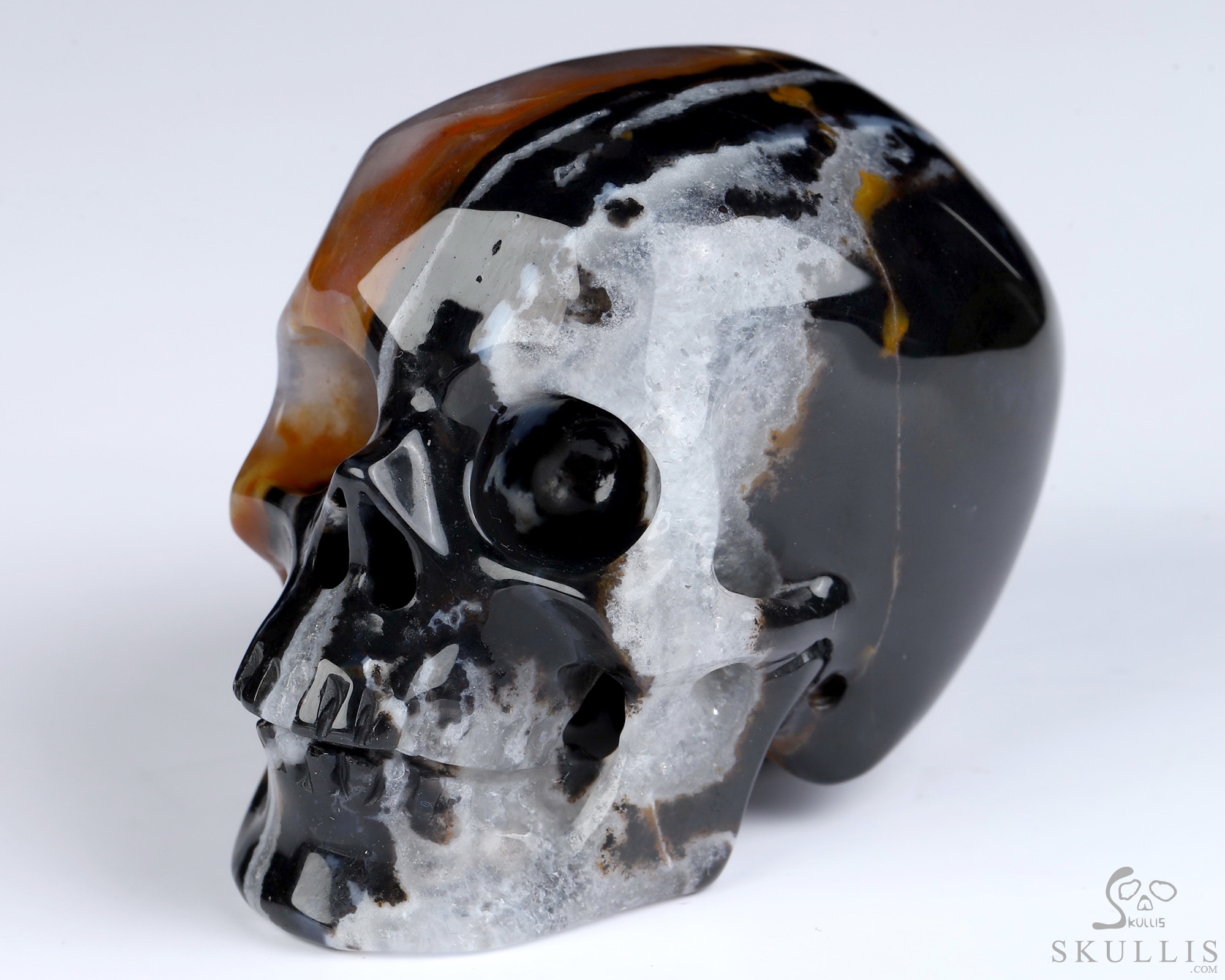 2.0" Black Zebra Agate Hand Carved Crystal Skull, Super Realistic, Crystal Healing 2.0" Black Zebra Agate Hand Carved Crystal Skull, Super Realistic, Crystal Healing