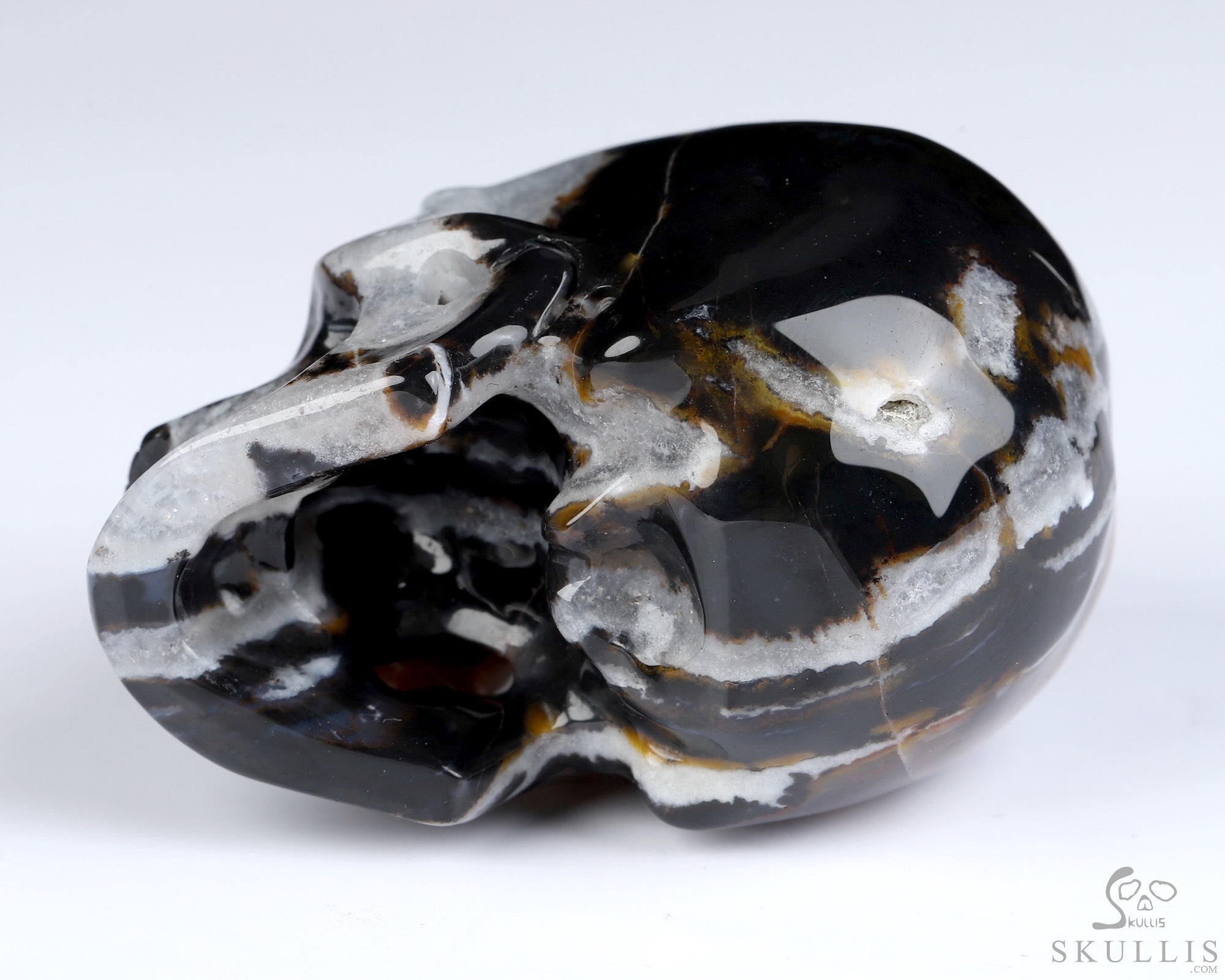 2.0" Black Zebra Agate Hand Carved Crystal Skull, Super Realistic, Crystal Healing 2.0" Black Zebra Agate Hand Carved Crystal Skull, Super Realistic, Crystal Healing