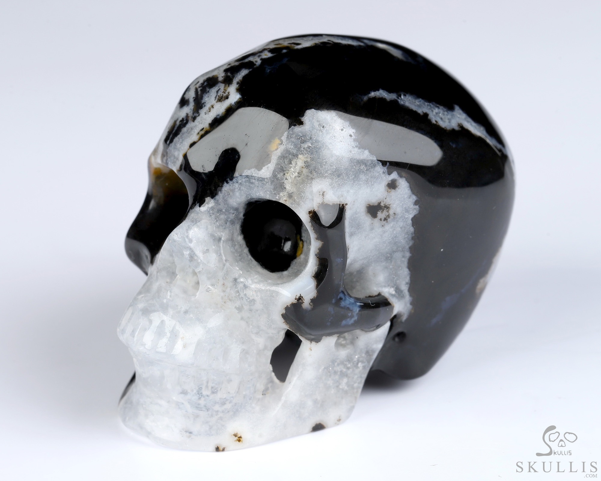 2.0" Black Zebra Agate Hand Carved Crystal Skull, Super Realistic, Crystal Healing 2.0" Black Zebra Agate Hand Carved Crystal Skull, Super Realistic, Crystal Healing