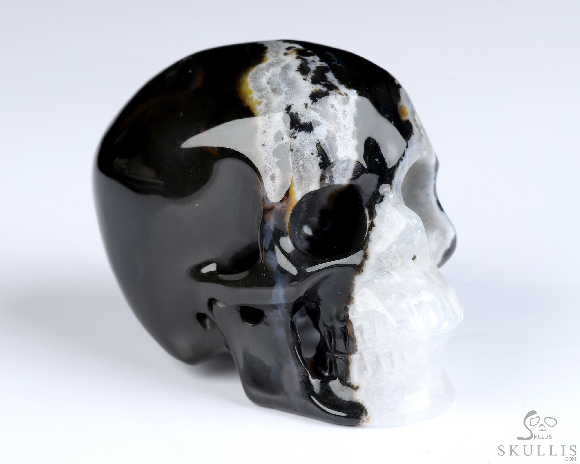 2.0" Black Zebra Agate Hand Carved Crystal Skull, Super Realistic, Crystal Healing 2.0" Black Zebra Agate Hand Carved Crystal Skull, Super Realistic, Crystal Healing