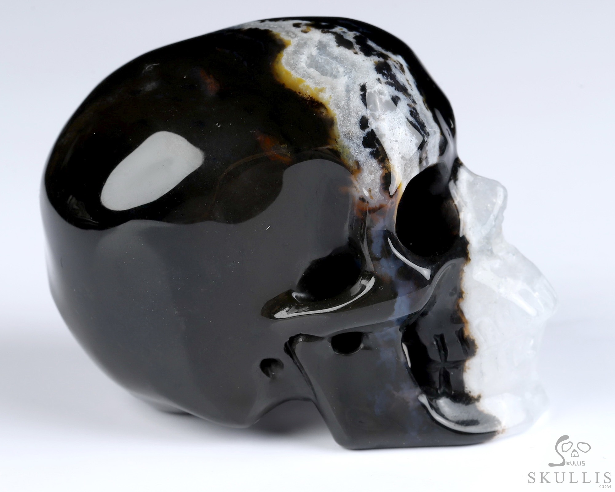 2.0" Black Zebra Agate Hand Carved Crystal Skull, Super Realistic, Crystal Healing 2.0" Black Zebra Agate Hand Carved Crystal Skull, Super Realistic, Crystal Healing