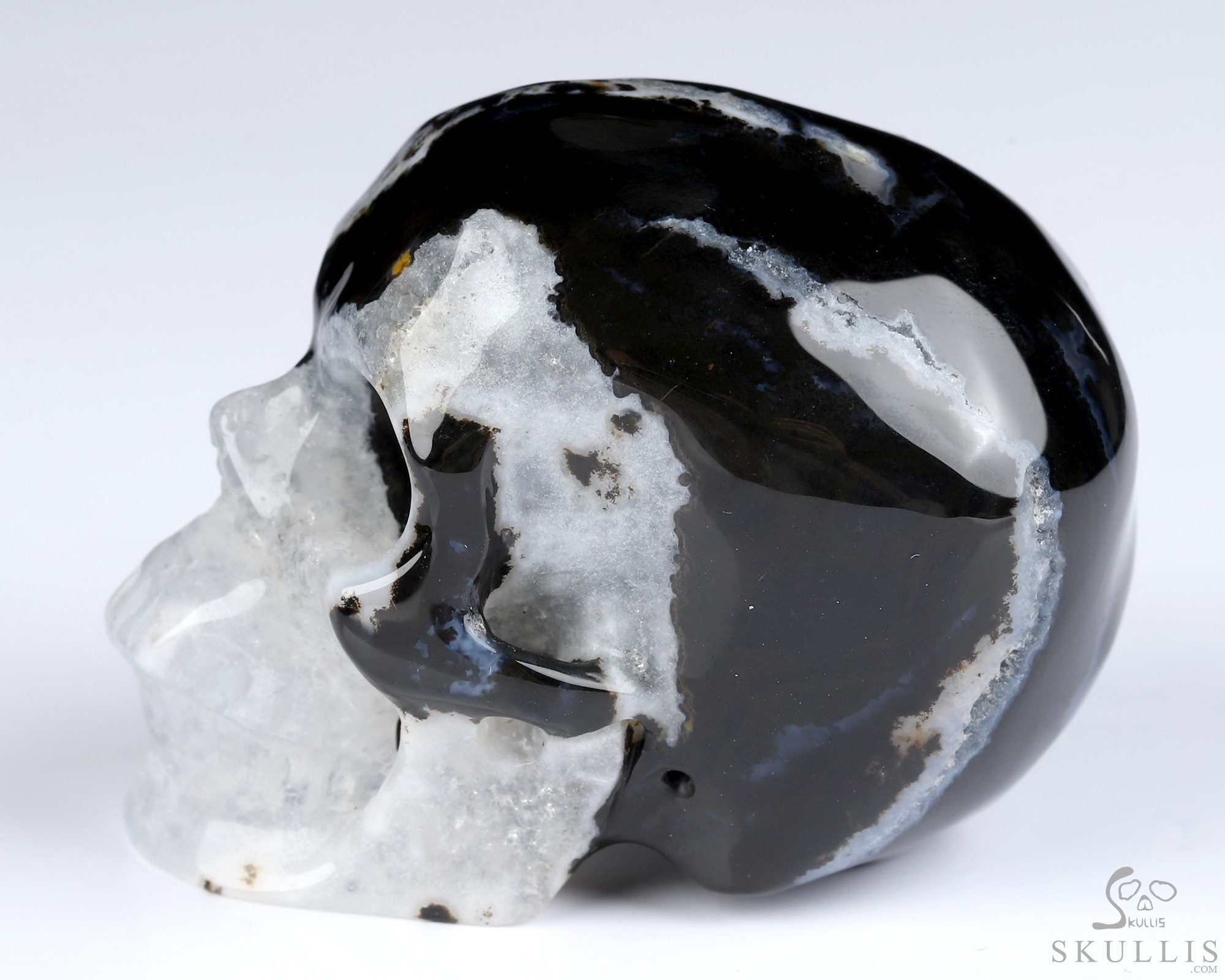 2.0" Black Zebra Agate Hand Carved Crystal Skull, Super Realistic, Crystal Healing 2.0" Black Zebra Agate Hand Carved Crystal Skull, Super Realistic, Crystal Healing