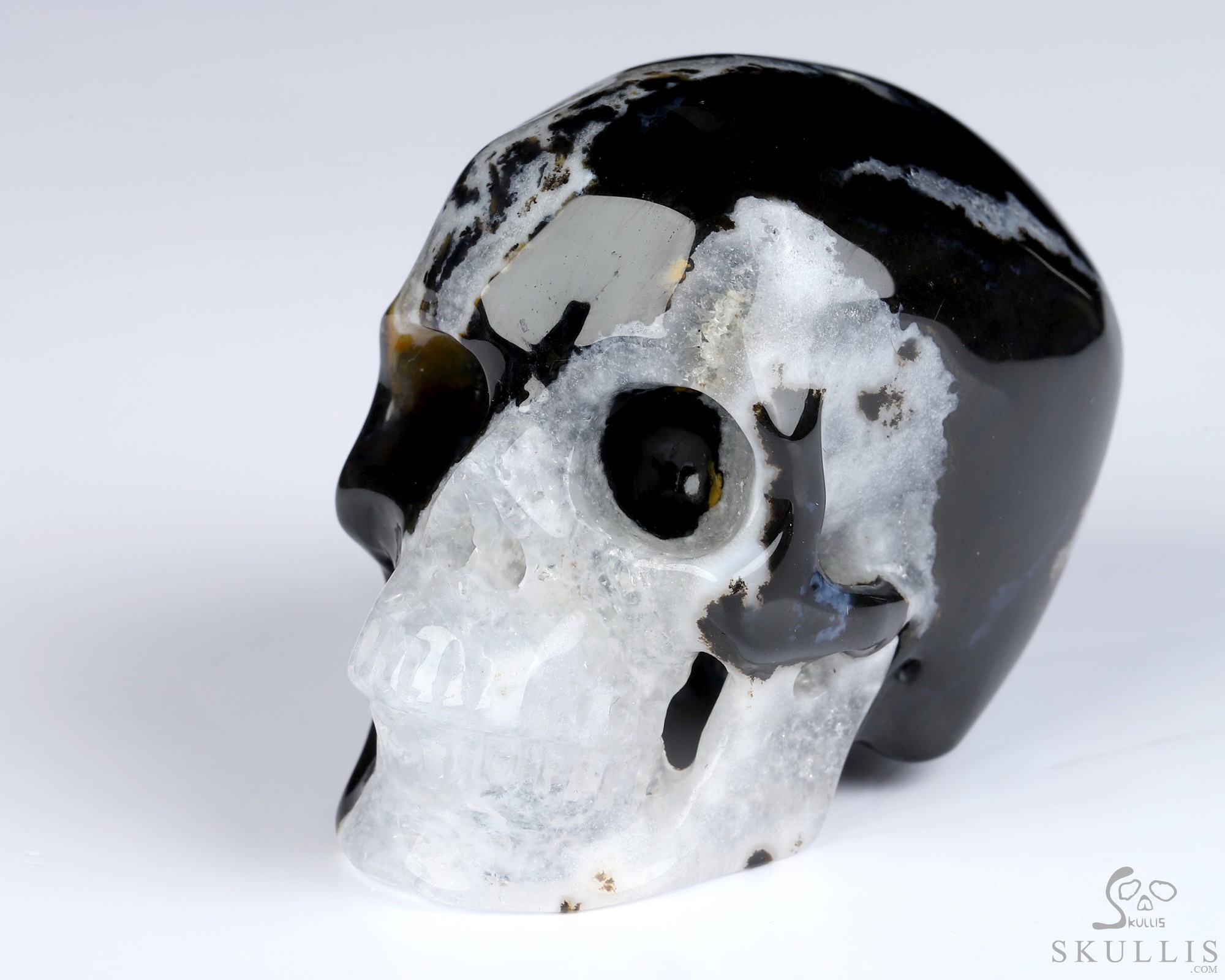 2.0" Black Zebra Agate Hand Carved Crystal Skull, Super Realistic, Crystal Healing 2.0" Black Zebra Agate Hand Carved Crystal Skull, Super Realistic, Crystal Healing