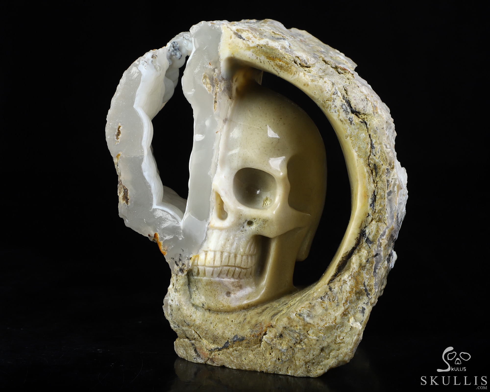 4.3" Agate Hand Carved Crystal Skull Fine Art Sculpture, Crystal Healing 4.3" Agate Hand Carved Crystal Skull Fine Art Sculpture, Crystal Healing