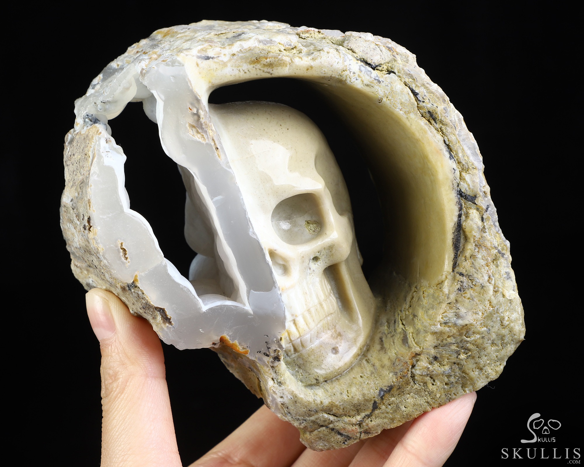 4.3" Agate Hand Carved Crystal Skull Fine Art Sculpture, Crystal Healing 4.3" Agate Hand Carved Crystal Skull Fine Art Sculpture, Crystal Healing