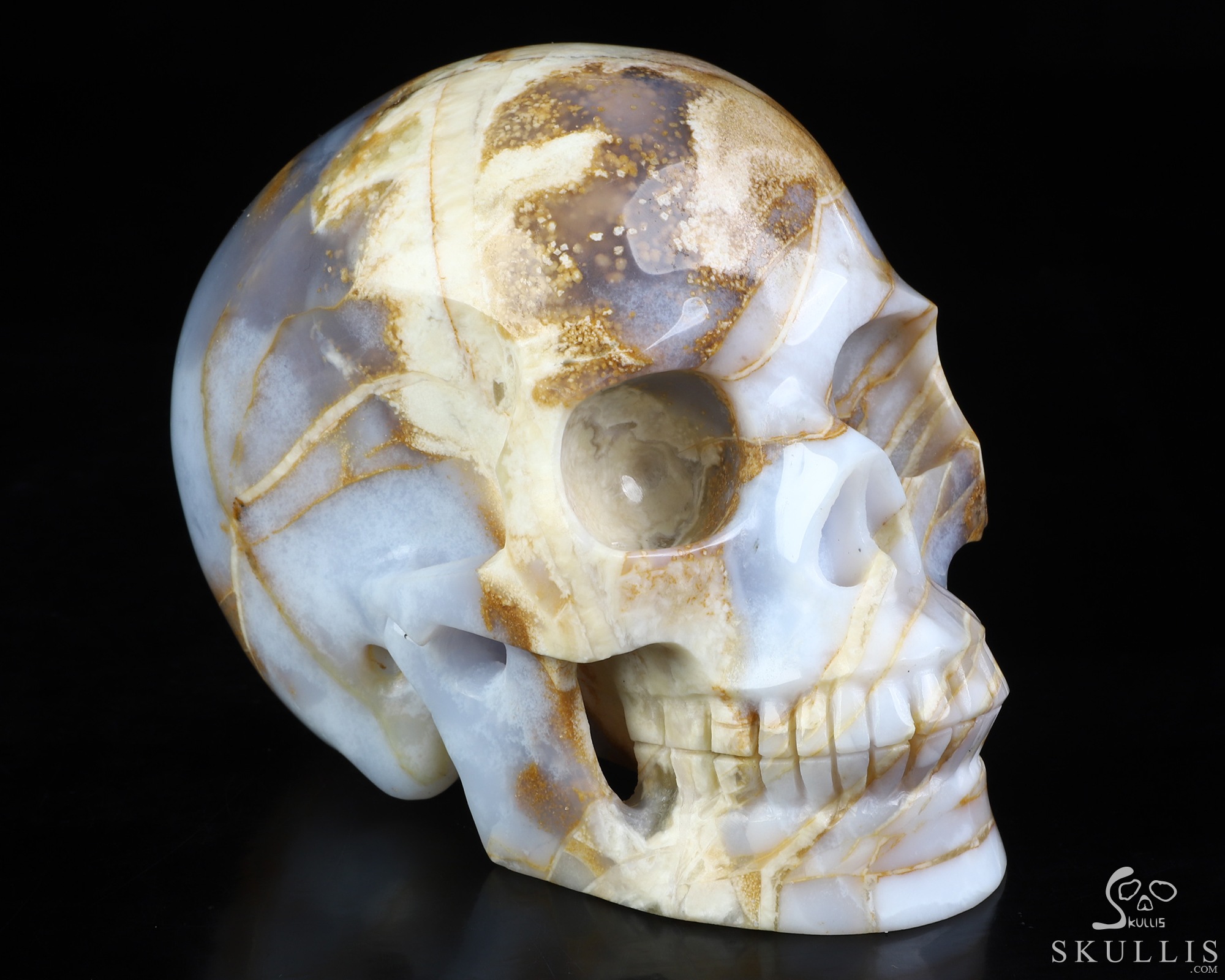 4.9" Blue Chalcedony Hand Carved Crystal Skull, Realistic, Crystal Healing 4.9" Blue Chalcedony Hand Carved Crystal Skull, Realistic, Crystal Healing