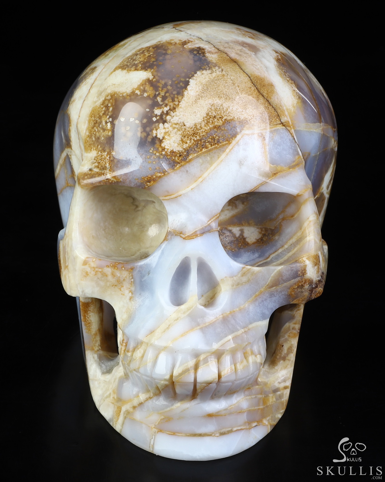 4.9" Blue Chalcedony Hand Carved Crystal Skull, Realistic, Crystal Healing 4.9" Blue Chalcedony Hand Carved Crystal Skull, Realistic, Crystal Healing