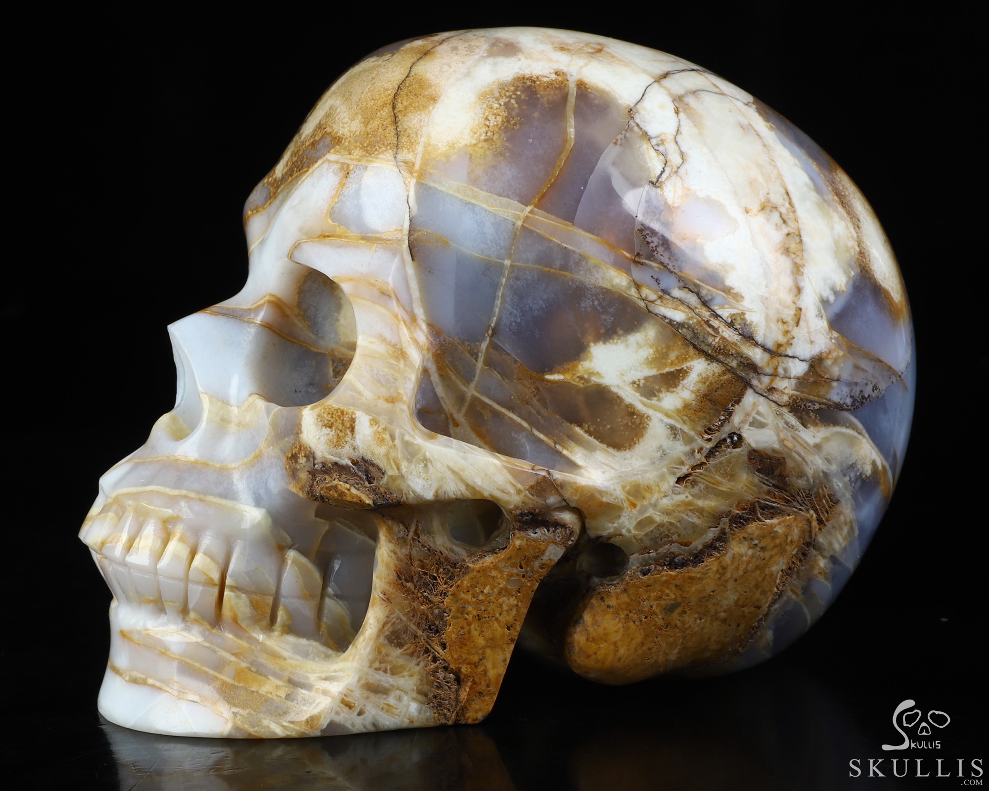 4.9" Blue Chalcedony Hand Carved Crystal Skull, Realistic, Crystal Healing 4.9" Blue Chalcedony Hand Carved Crystal Skull, Realistic, Crystal Healing