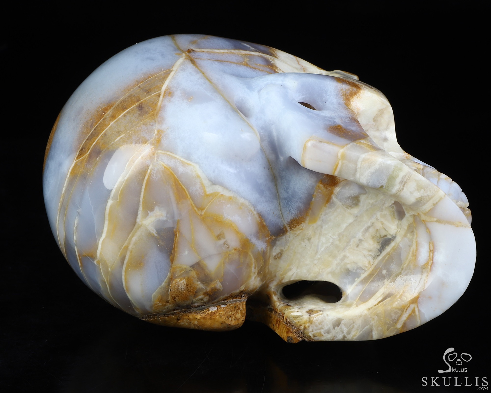 4.9" Blue Chalcedony Hand Carved Crystal Skull, Realistic, Crystal Healing 4.9" Blue Chalcedony Hand Carved Crystal Skull, Realistic, Crystal Healing