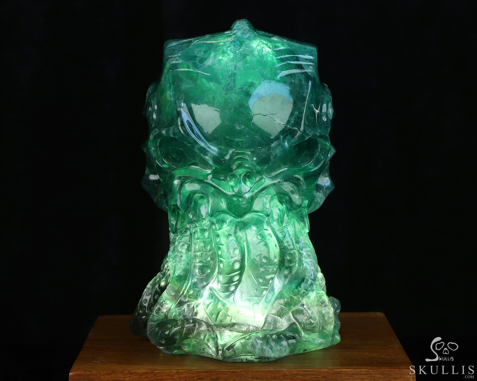 5.8" Fluorite Hand Carved Crystal Skull and Octopus Sculpture, Crystal Healing 5.8" Fluorite Hand Carved Crystal Skull and Octopus Sculpture, Crystal Healing