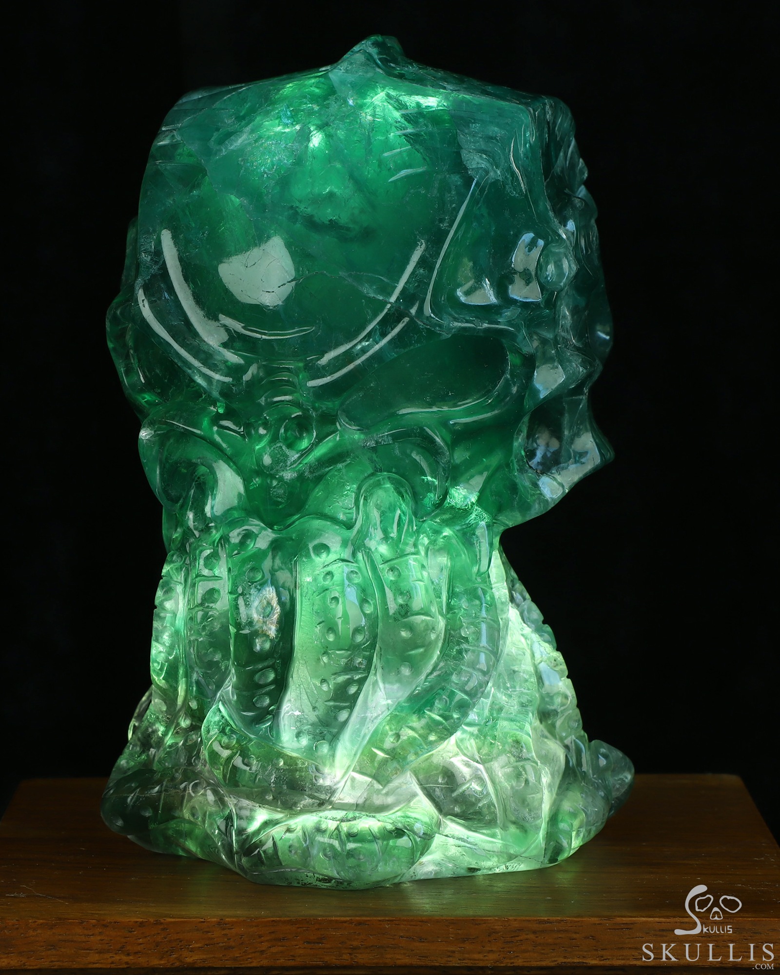 5.8" Fluorite Hand Carved Crystal Skull and Octopus Sculpture, Crystal Healing 5.8" Fluorite Hand Carved Crystal Skull and Octopus Sculpture, Crystal Healing