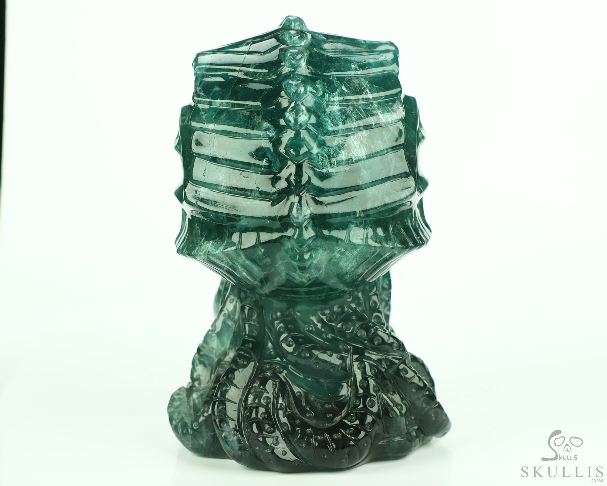 5.8" Fluorite Hand Carved Crystal Skull and Octopus Sculpture, Crystal Healing 5.8" Fluorite Hand Carved Crystal Skull and Octopus Sculpture, Crystal Healing