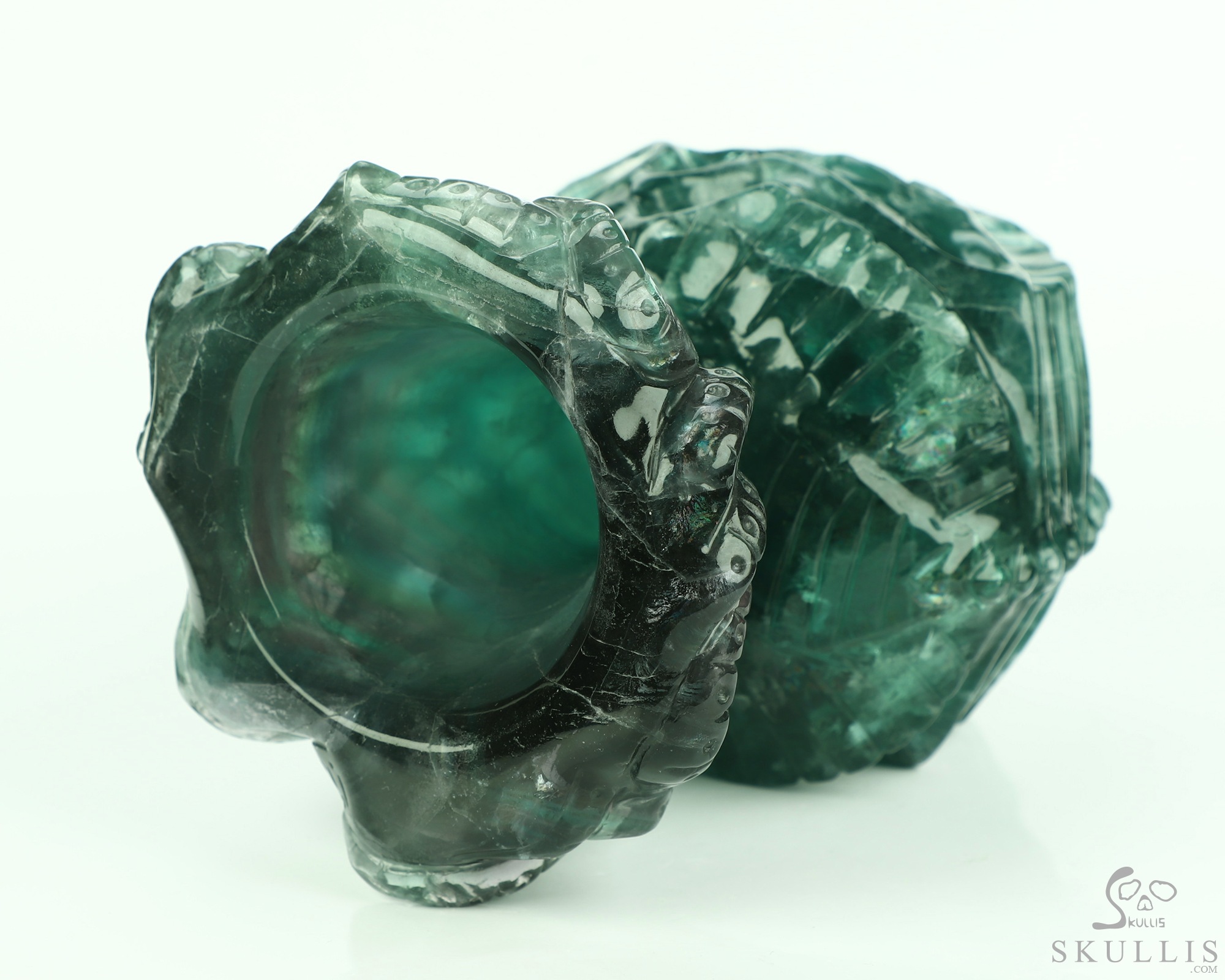 5.8" Fluorite Hand Carved Crystal Skull and Octopus Sculpture, Crystal Healing 5.8" Fluorite Hand Carved Crystal Skull and Octopus Sculpture, Crystal Healing