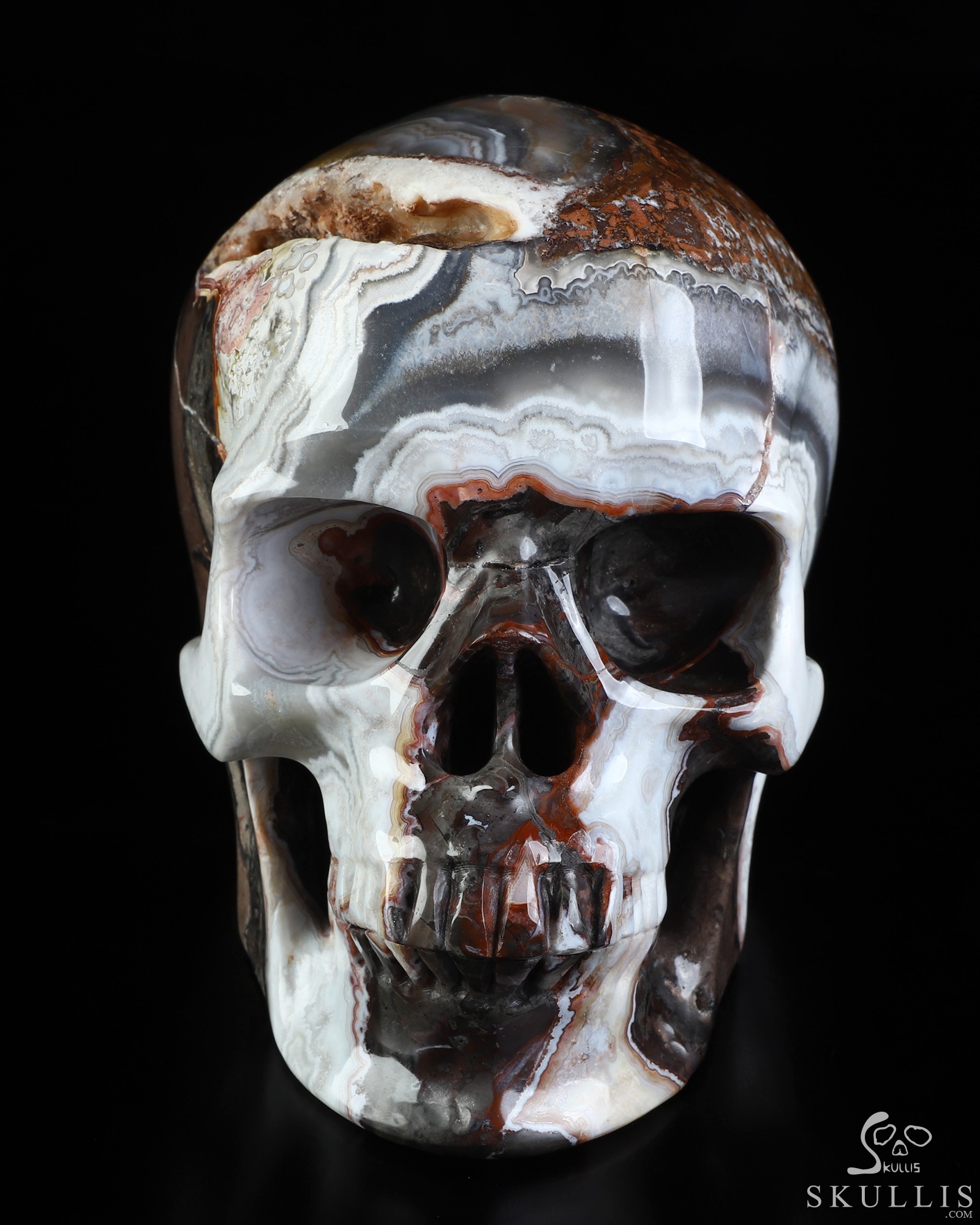 Lifesized 6.0" Red Crazy Lace Agate Hand Carved Crystal Skull, Super Realistic, Crystal Healing Lifesized 6.0" Red Crazy Lace Agate Hand Carved Crystal Skull, Super Realistic, Crystal Healing