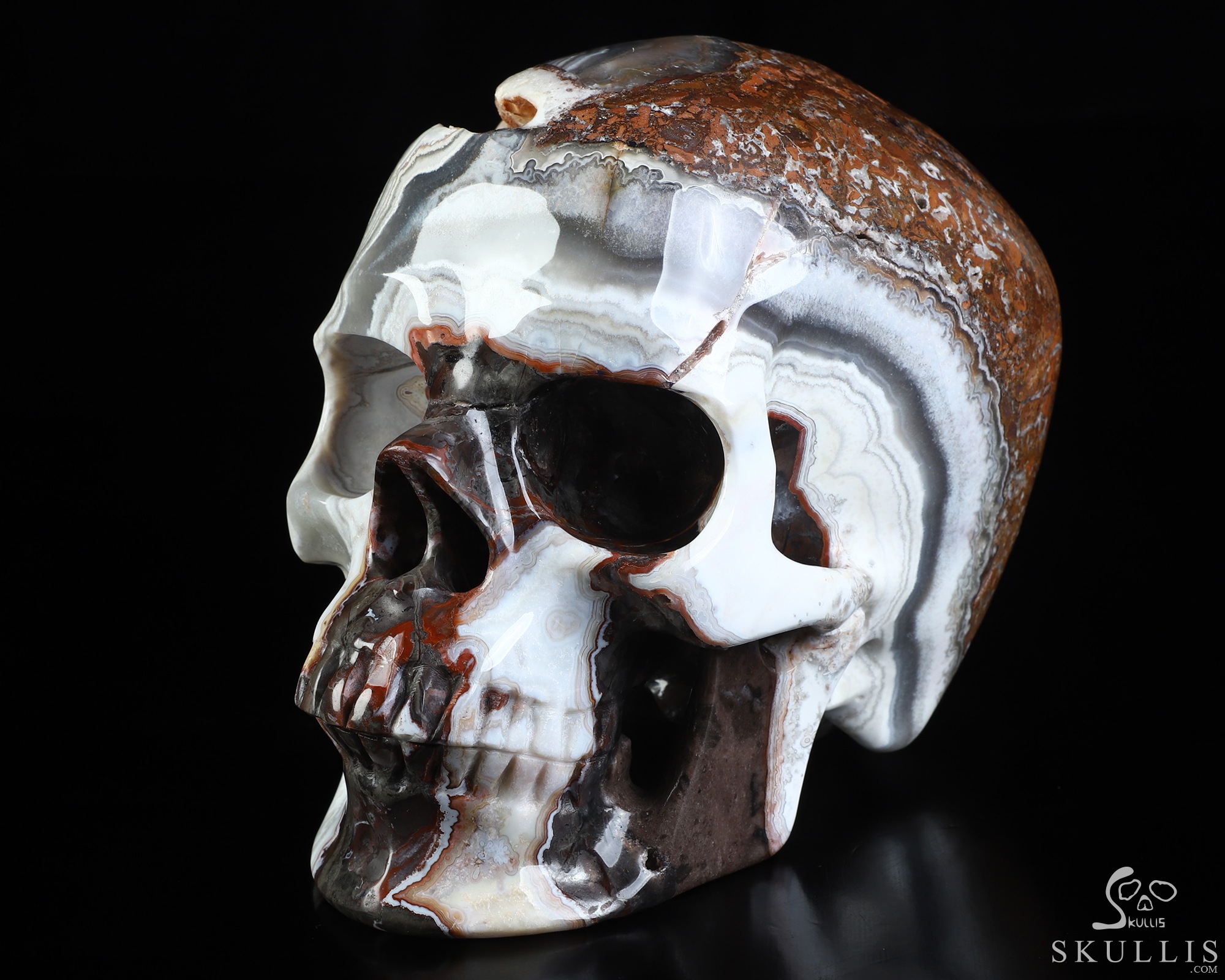 Lifesized 6.0" Red Crazy Lace Agate Hand Carved Crystal Skull, Super Realistic, Crystal Healing Lifesized 6.0" Red Crazy Lace Agate Hand Carved Crystal Skull, Super Realistic, Crystal Healing