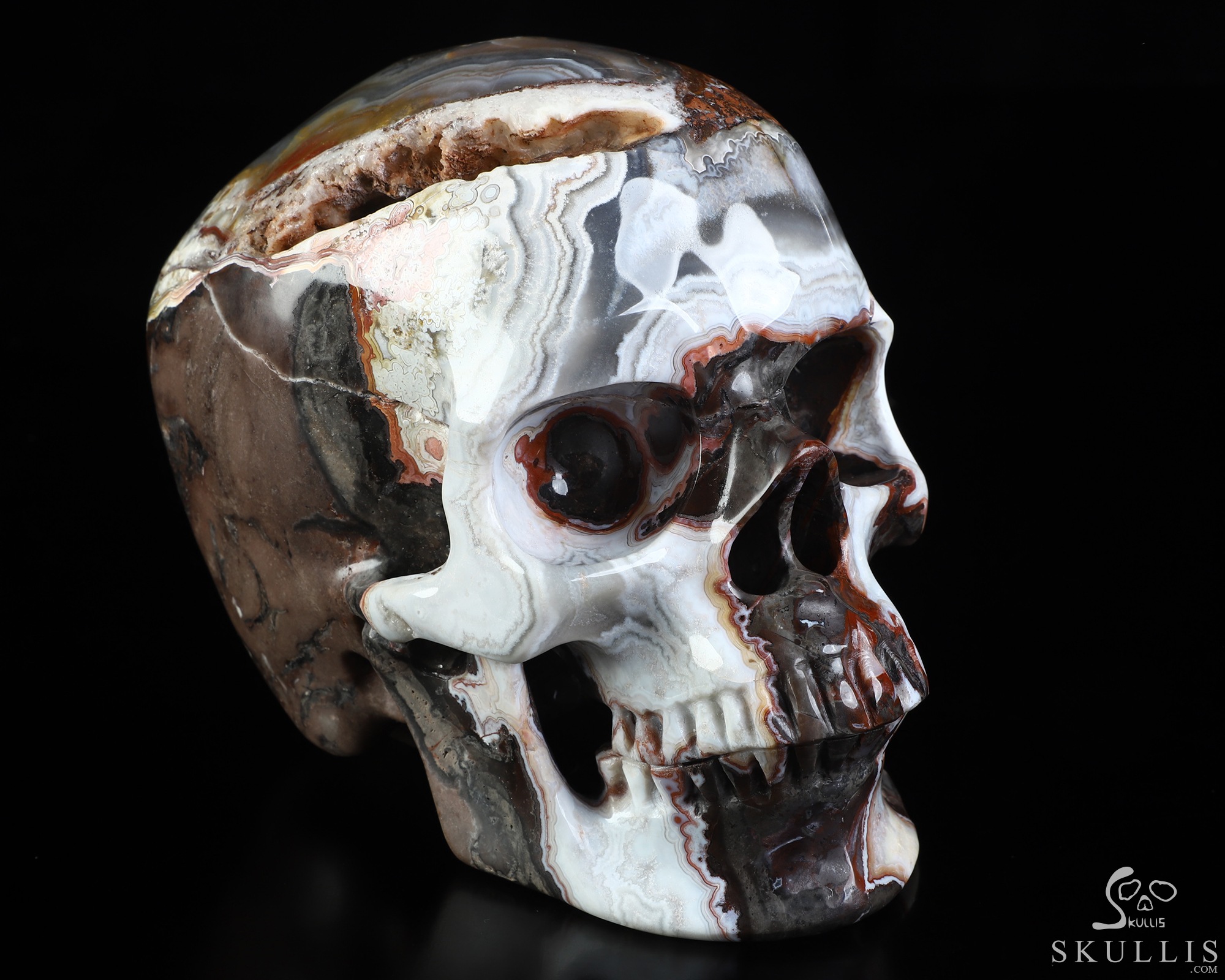 Lifesized 6.0" Red Crazy Lace Agate Hand Carved Crystal Skull, Super Realistic, Crystal Healing Lifesized 6.0" Red Crazy Lace Agate Hand Carved Crystal Skull, Super Realistic, Crystal Healing
