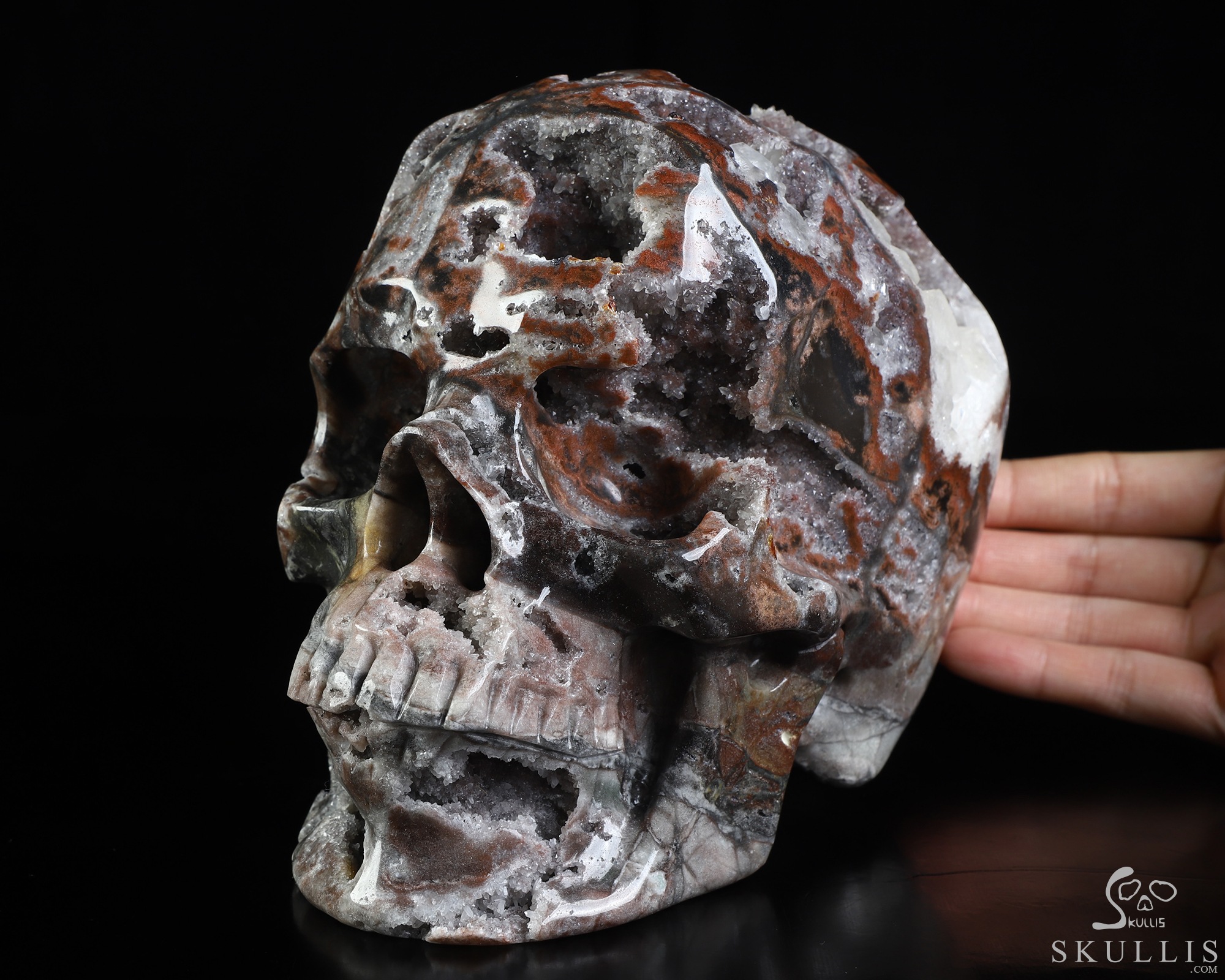 Lifesized 6.8" Geode fluorite Hand Carved Crystal Skull, Super Realistic, Crystal Healing Lifesized 6.8" Geode fluorite Hand Carved Crystal Skull, Super Realistic, Crystal Healing