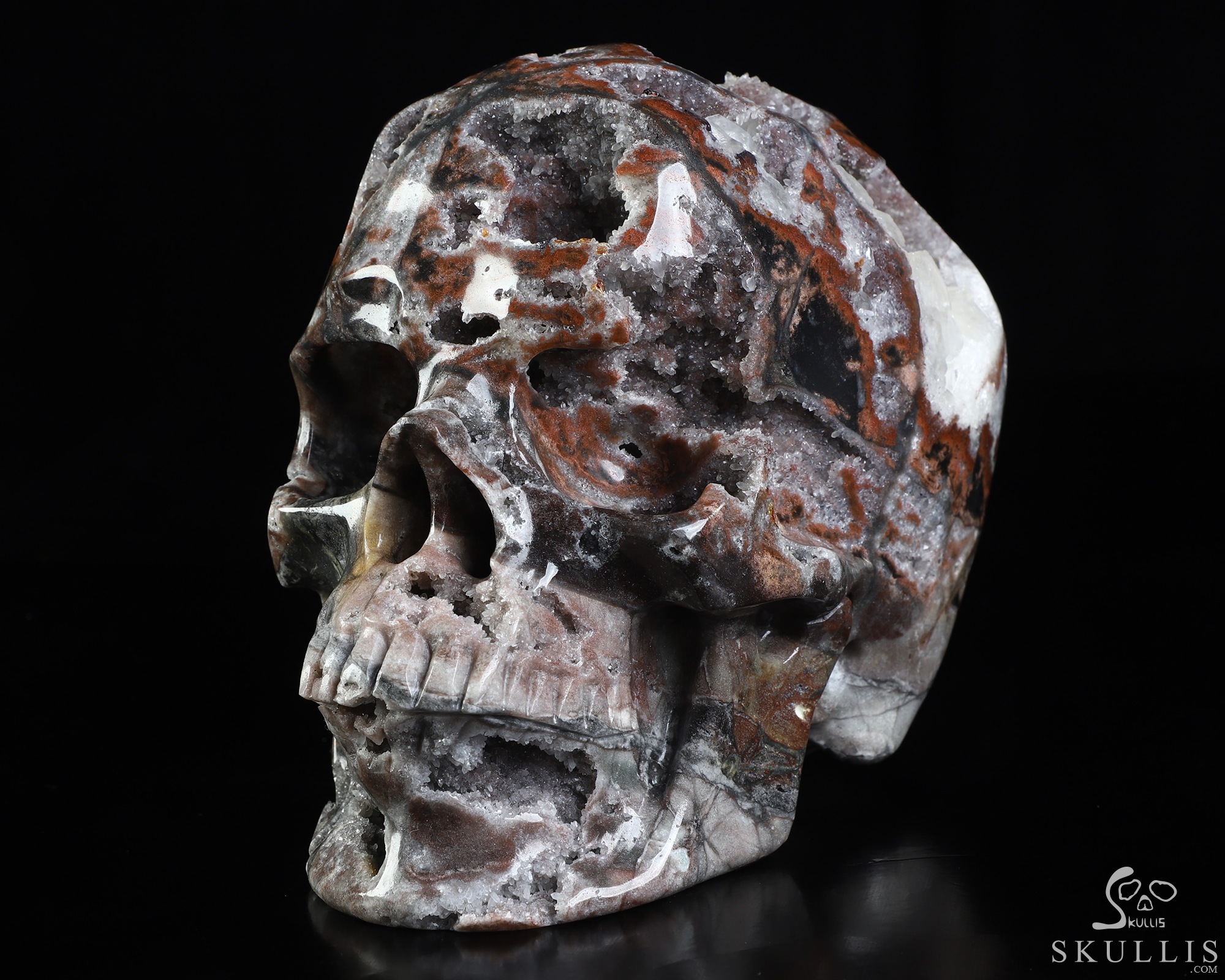 Lifesized 6.8" Geode fluorite Hand Carved Crystal Skull, Super Realistic, Crystal Healing Lifesized 6.8" Geode fluorite Hand Carved Crystal Skull, Super Realistic, Crystal Healing