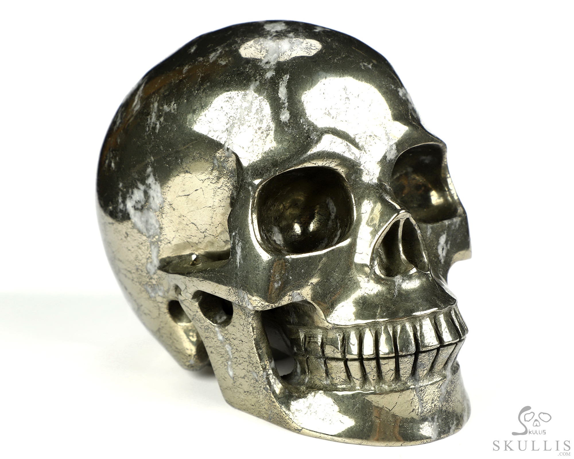 5.0" Pyrite Hand Carved Crystal Skull, Realistic, Crystal Healing 5.0" Pyrite Hand Carved Crystal Skull, Realistic, Crystal Healing