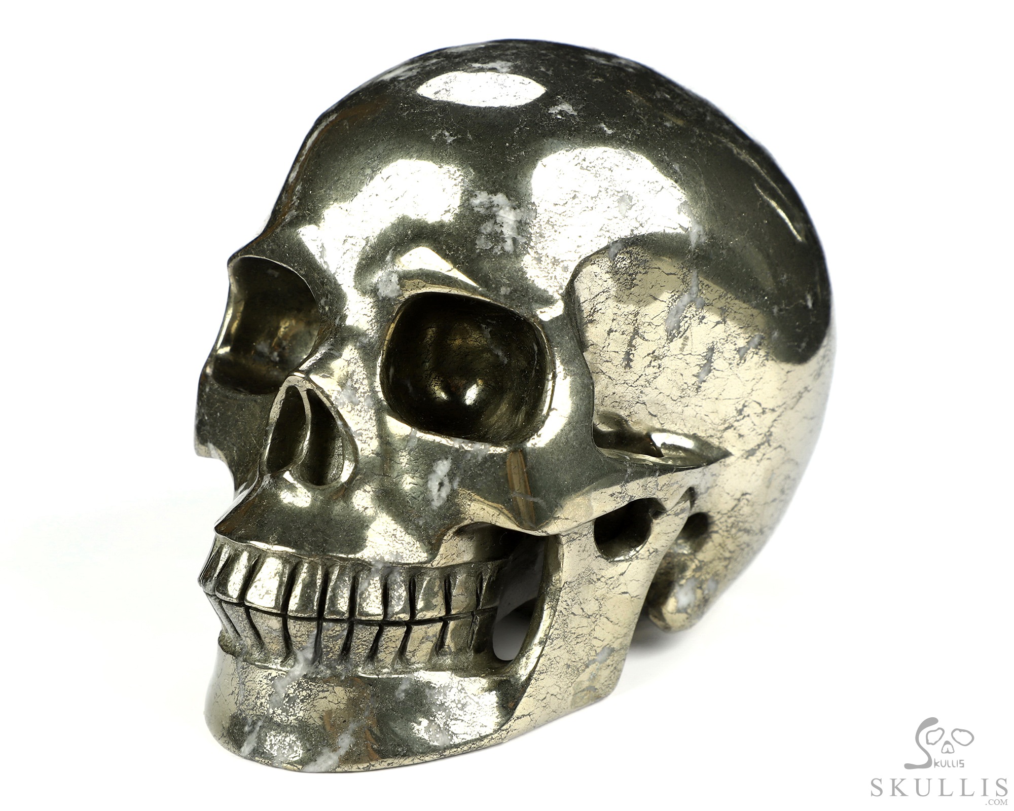 5.0" Pyrite Hand Carved Crystal Skull, Realistic, Crystal Healing 5.0" Pyrite Hand Carved Crystal Skull, Realistic, Crystal Healing
