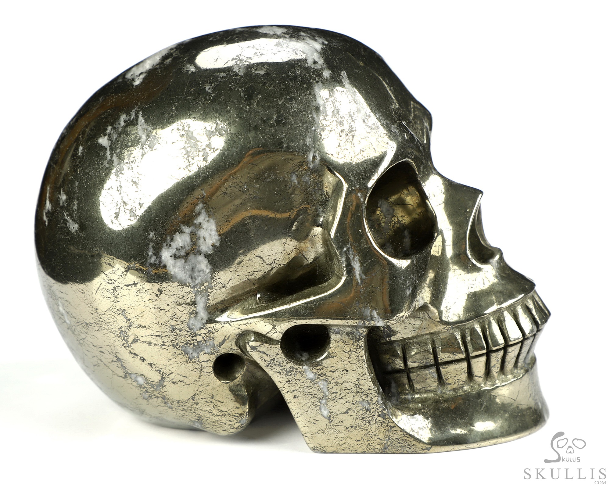 5.0" Pyrite Hand Carved Crystal Skull, Realistic, Crystal Healing 5.0" Pyrite Hand Carved Crystal Skull, Realistic, Crystal Healing