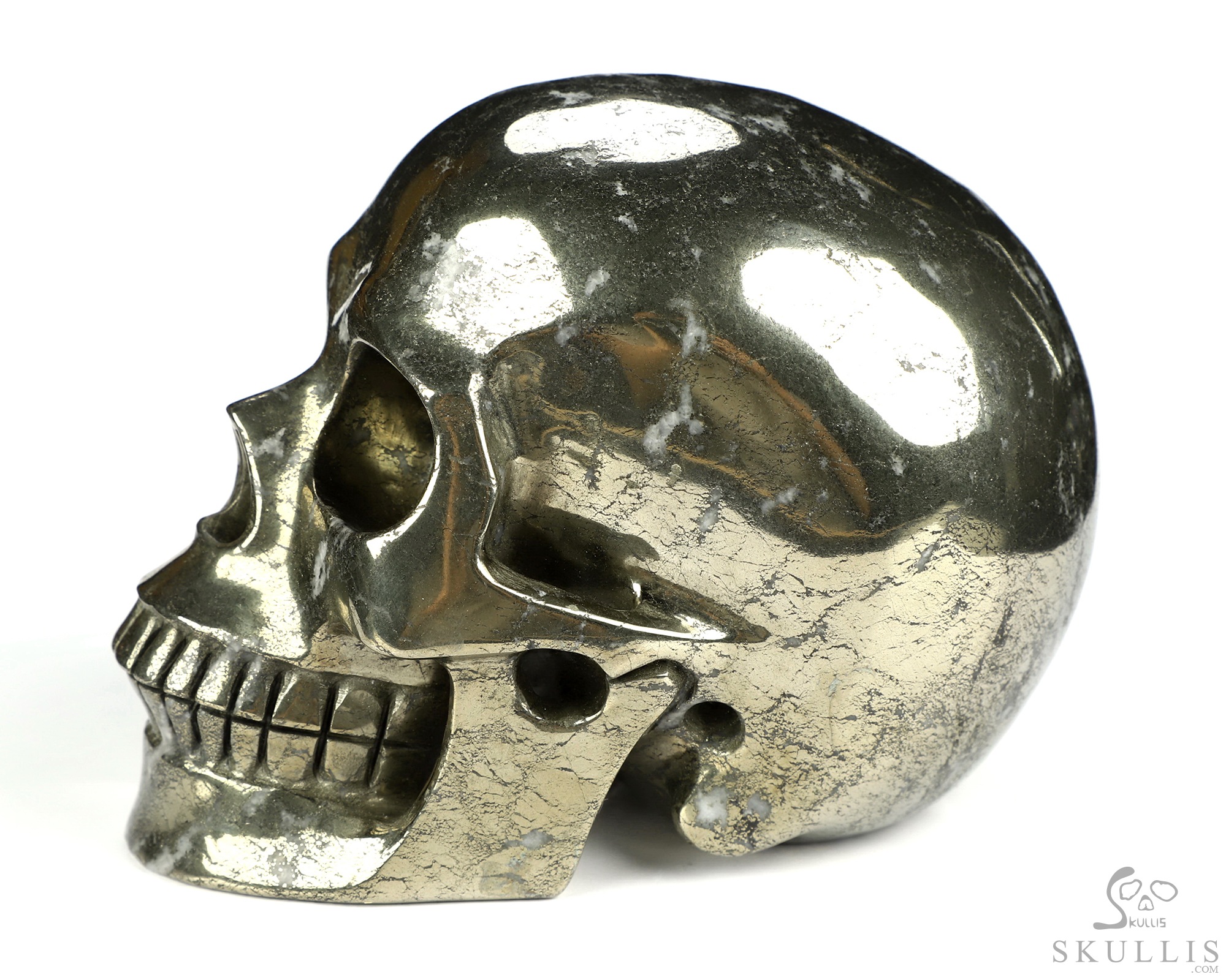 5.0" Pyrite Hand Carved Crystal Skull, Realistic, Crystal Healing 5.0" Pyrite Hand Carved Crystal Skull, Realistic, Crystal Healing