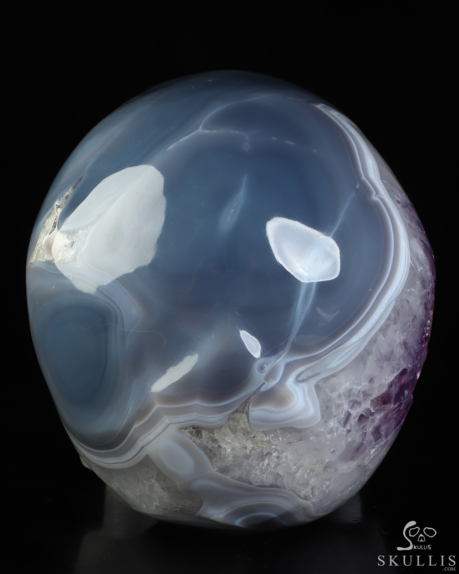 Lifesized 8.3" Agate Amethyst Geode Hand Carved Crystal Skull, Super Realistic, Crystal Healing Lifesized 8.3" Agate Amethyst Geode Hand Carved Crystal Skull, Super Realistic, Crystal Healing