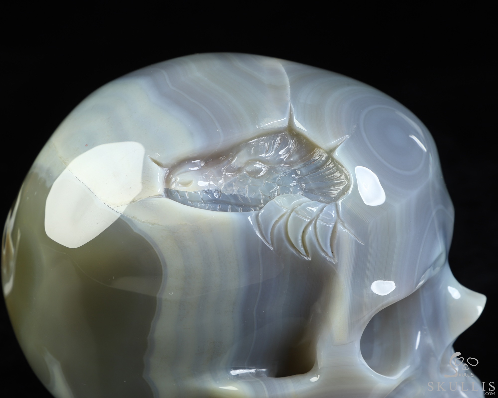 5.0" Banded Agate Hand Carved Crystal Detachable Skull Sculpture, Crystal Healing 5.0" Banded Agate Hand Carved Crystal Detachable Skull Sculpture, Crystal Healing