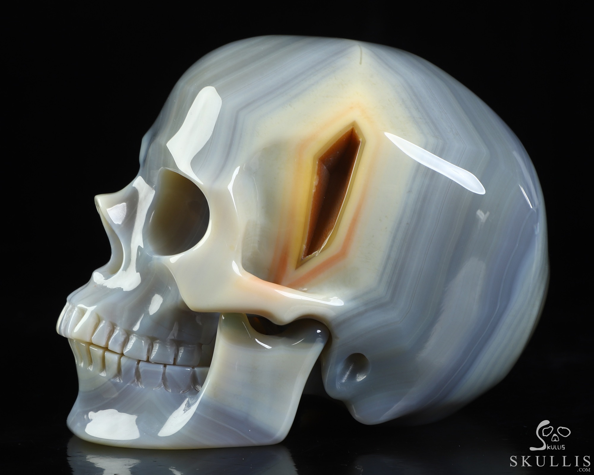 5.0" Banded Agate Hand Carved Crystal Detachable Skull Sculpture, Crystal Healing 5.0" Banded Agate Hand Carved Crystal Detachable Skull Sculpture, Crystal Healing