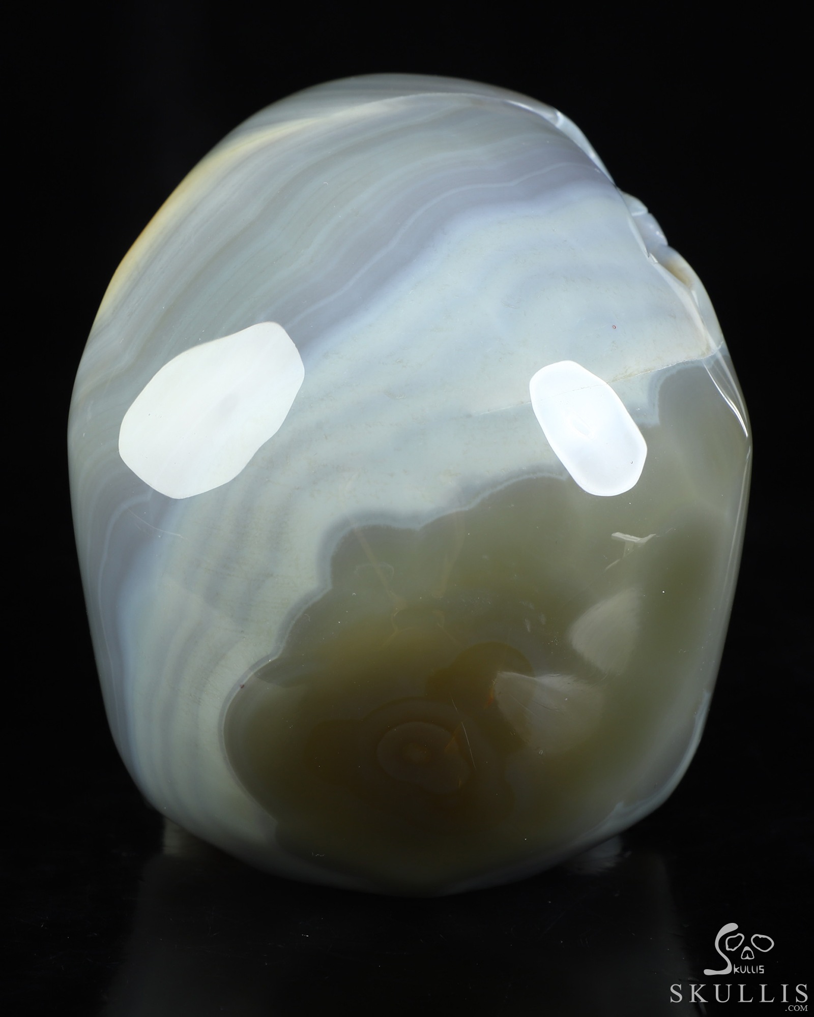 5.0" Banded Agate Hand Carved Crystal Detachable Skull Sculpture, Crystal Healing 5.0" Banded Agate Hand Carved Crystal Detachable Skull Sculpture, Crystal Healing