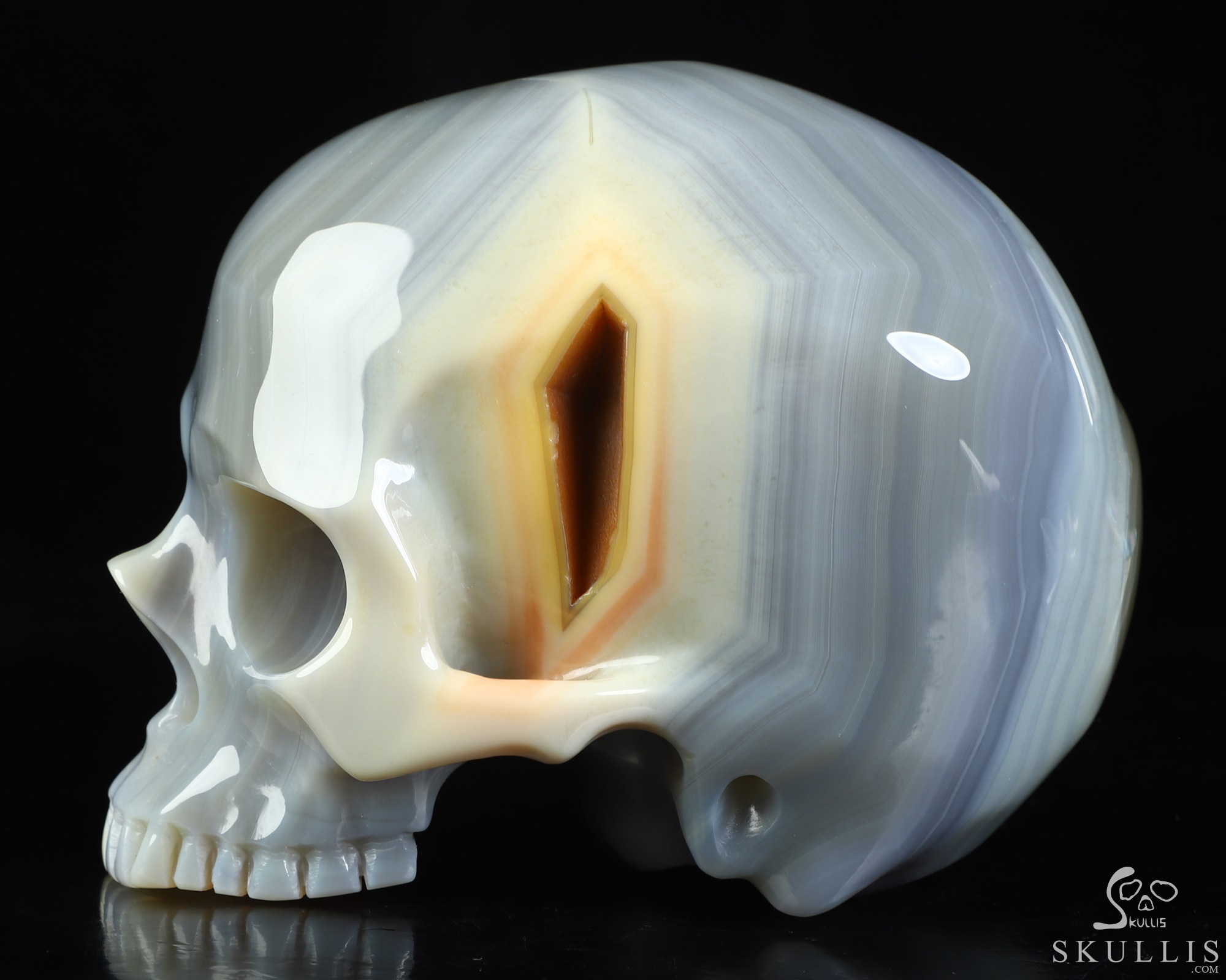 5.0" Banded Agate Hand Carved Crystal Detachable Skull Sculpture, Crystal Healing 5.0" Banded Agate Hand Carved Crystal Detachable Skull Sculpture, Crystal Healing
