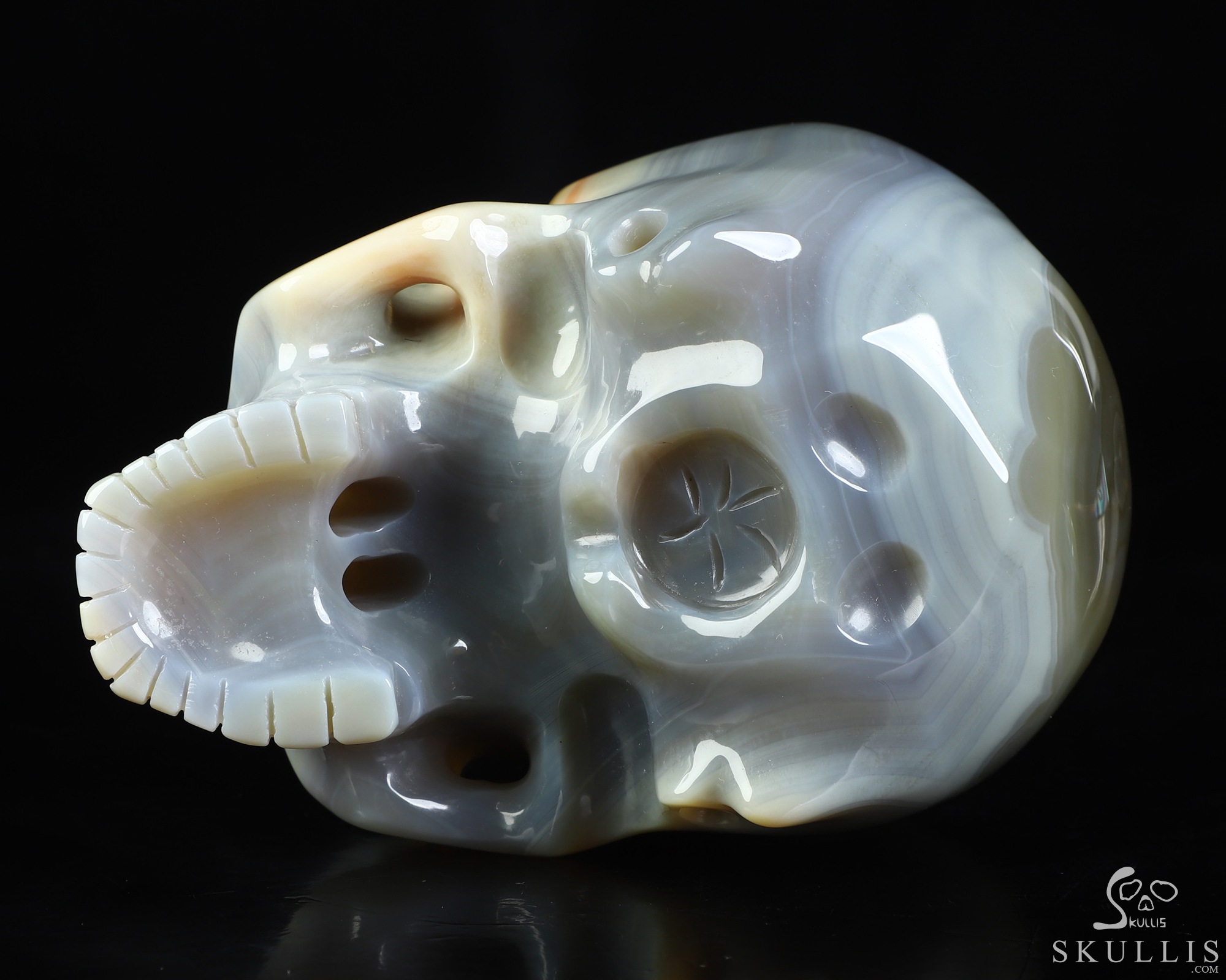 5.0" Banded Agate Hand Carved Crystal Detachable Skull Sculpture, Crystal Healing 5.0" Banded Agate Hand Carved Crystal Detachable Skull Sculpture, Crystal Healing