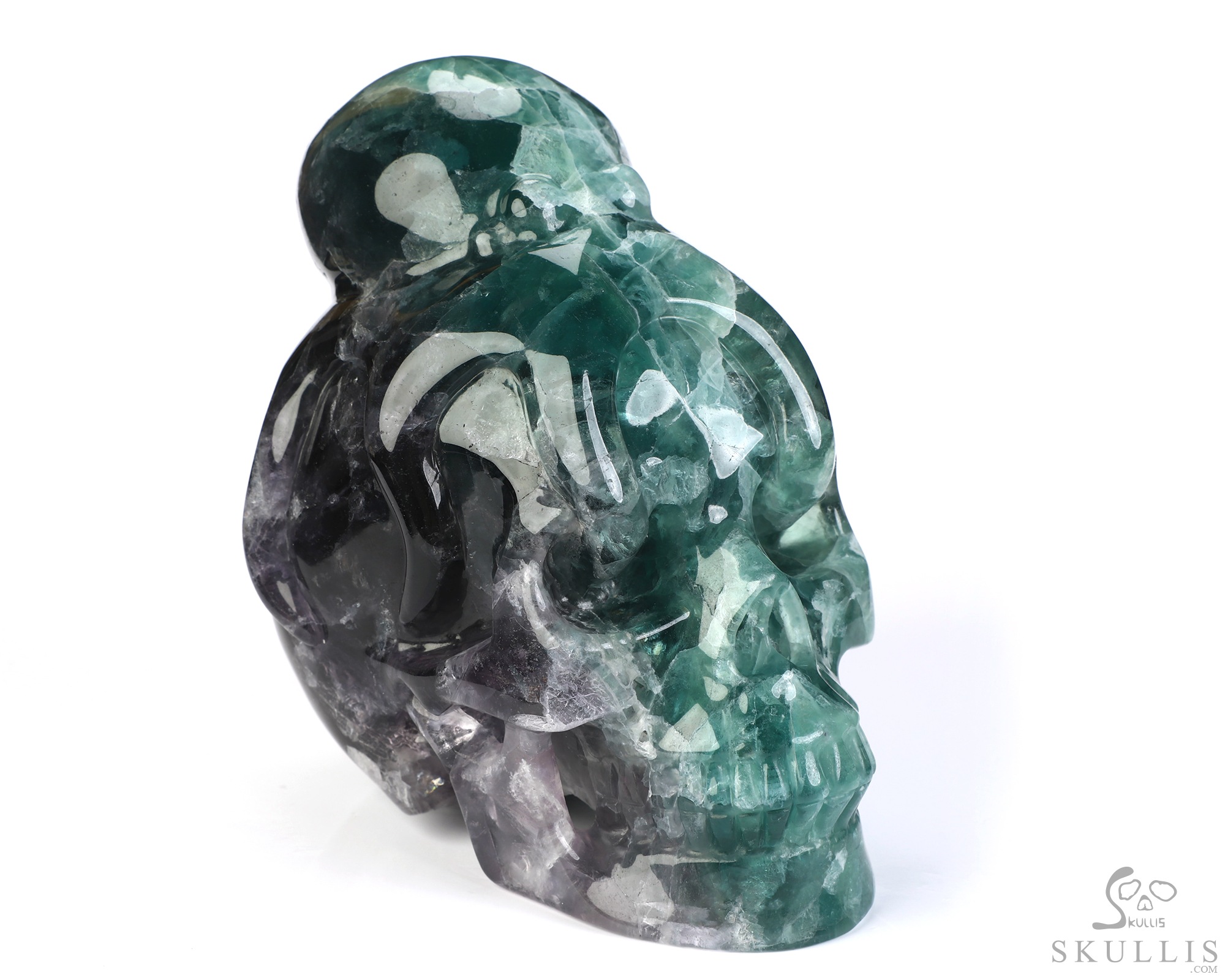 4.9" Fluorite Hand Carved Crystal Skull and Octopus Sculpture, Crystal Healing 4.9" Fluorite Hand Carved Crystal Skull and Octopus Sculpture, Crystal Healing