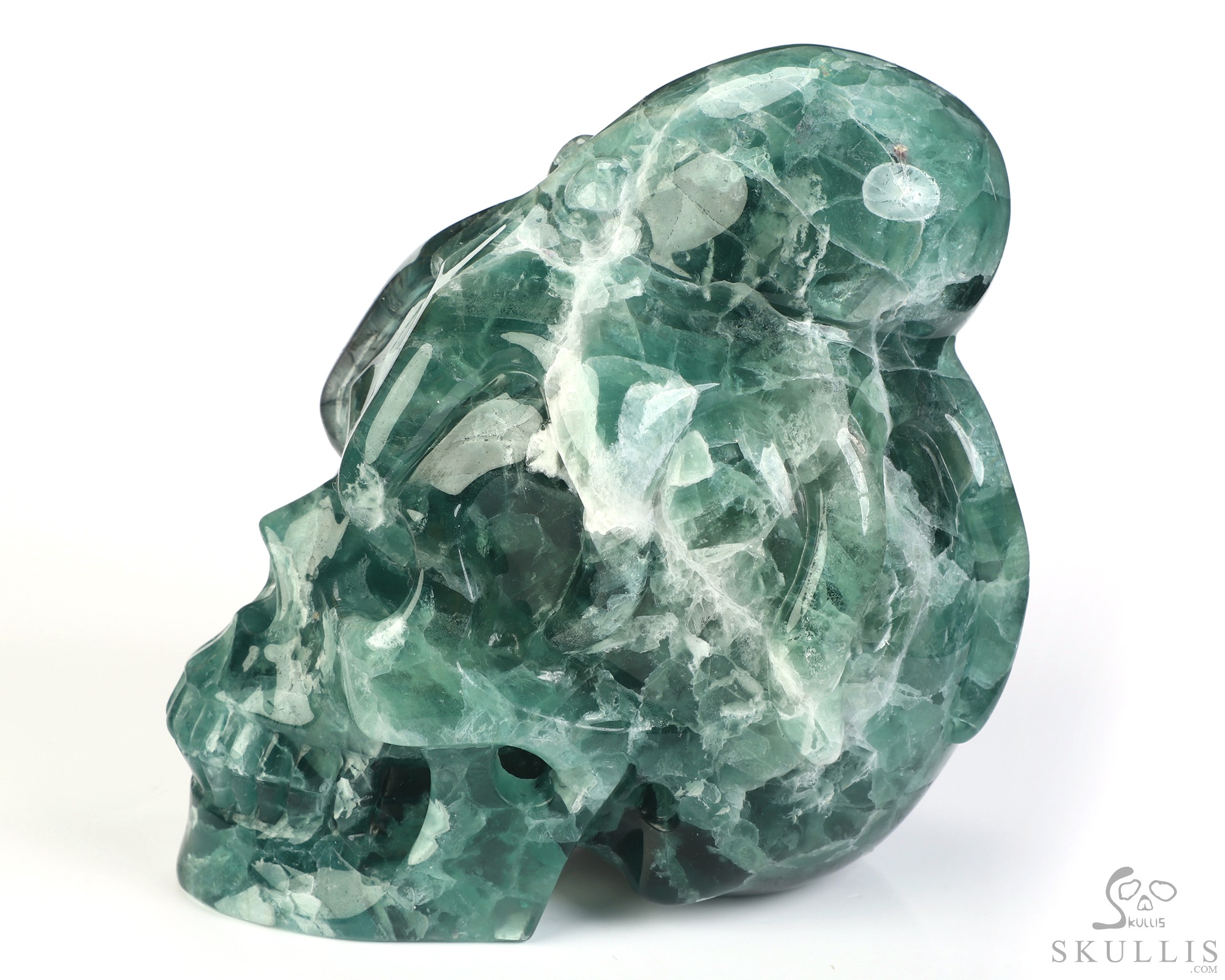 4.9" Fluorite Hand Carved Crystal Skull and Octopus Sculpture, Crystal Healing 4.9" Fluorite Hand Carved Crystal Skull and Octopus Sculpture, Crystal Healing