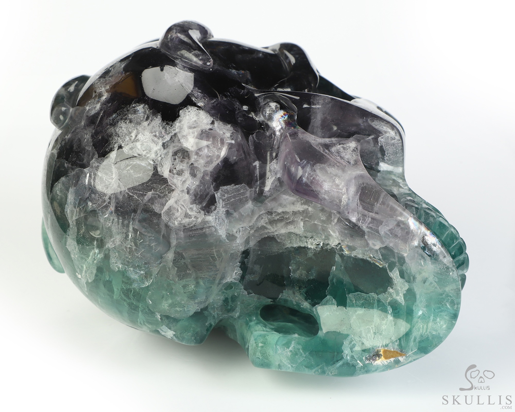 4.9" Fluorite Hand Carved Crystal Skull and Octopus Sculpture, Crystal Healing 4.9" Fluorite Hand Carved Crystal Skull and Octopus Sculpture, Crystal Healing